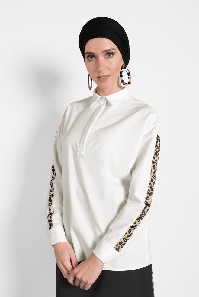 Hijab clothing  SLEEVES STRIPPED BLOUSE 40288  - ALVİNA