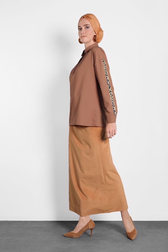 Vêtements hijab TABA CHEMISIER À MANCHES AVEC BANDES 40288  - ALVİNA