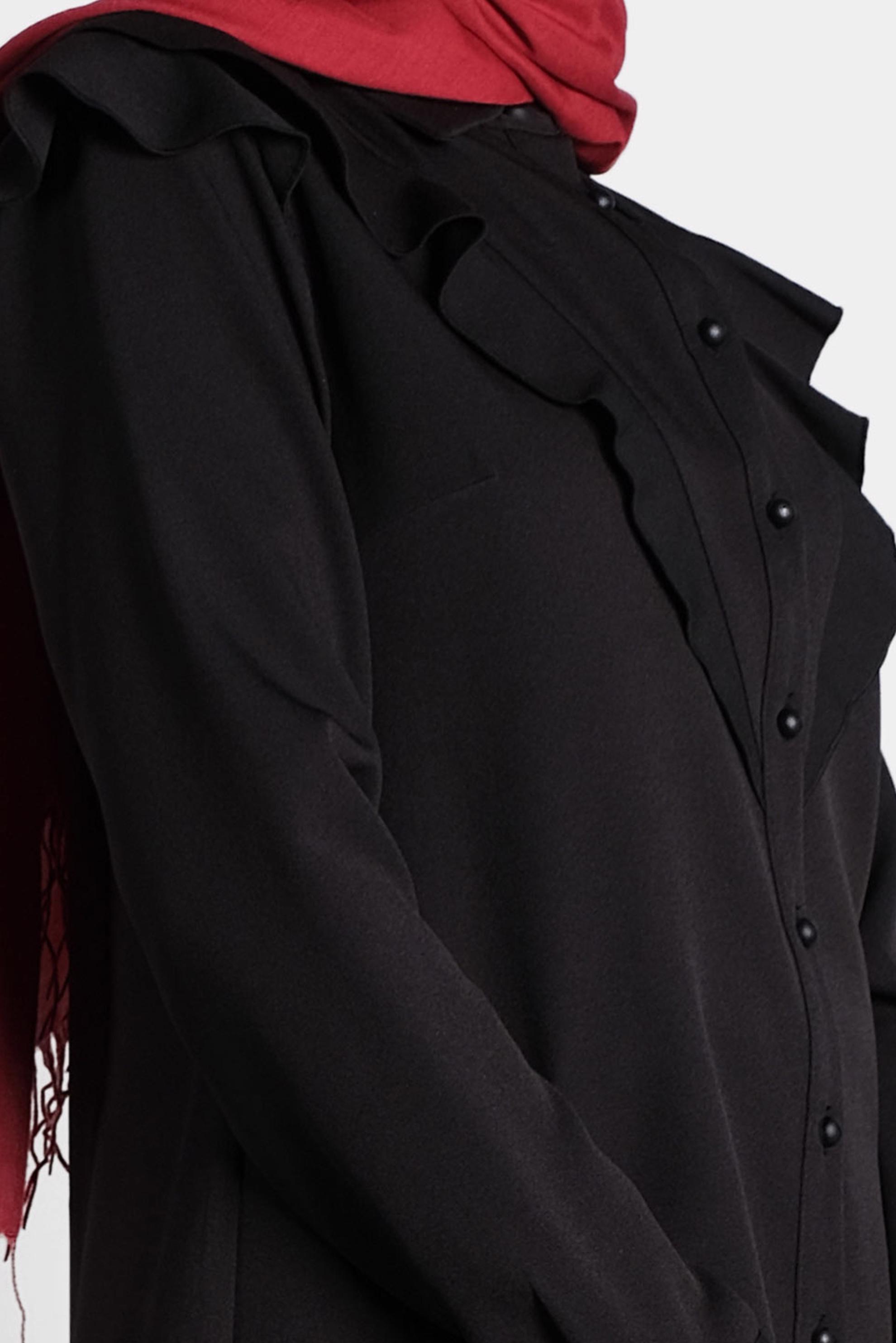 Tesettür giyim SİYAH ROBA FIRFIRLI BLUZ 40319