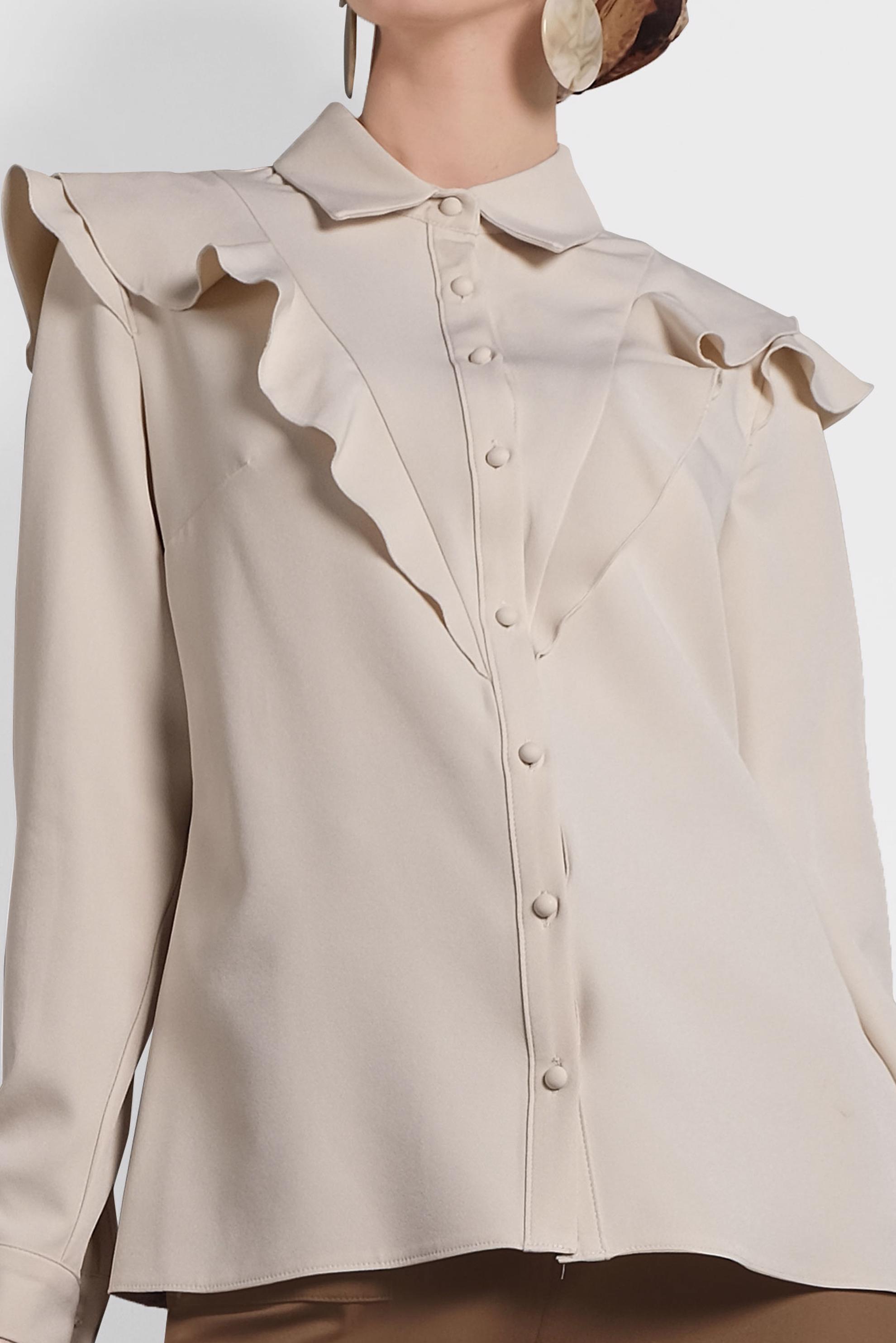 Tesettür giyim BEJ ROBA FIRFIRLI BLUZ 40319