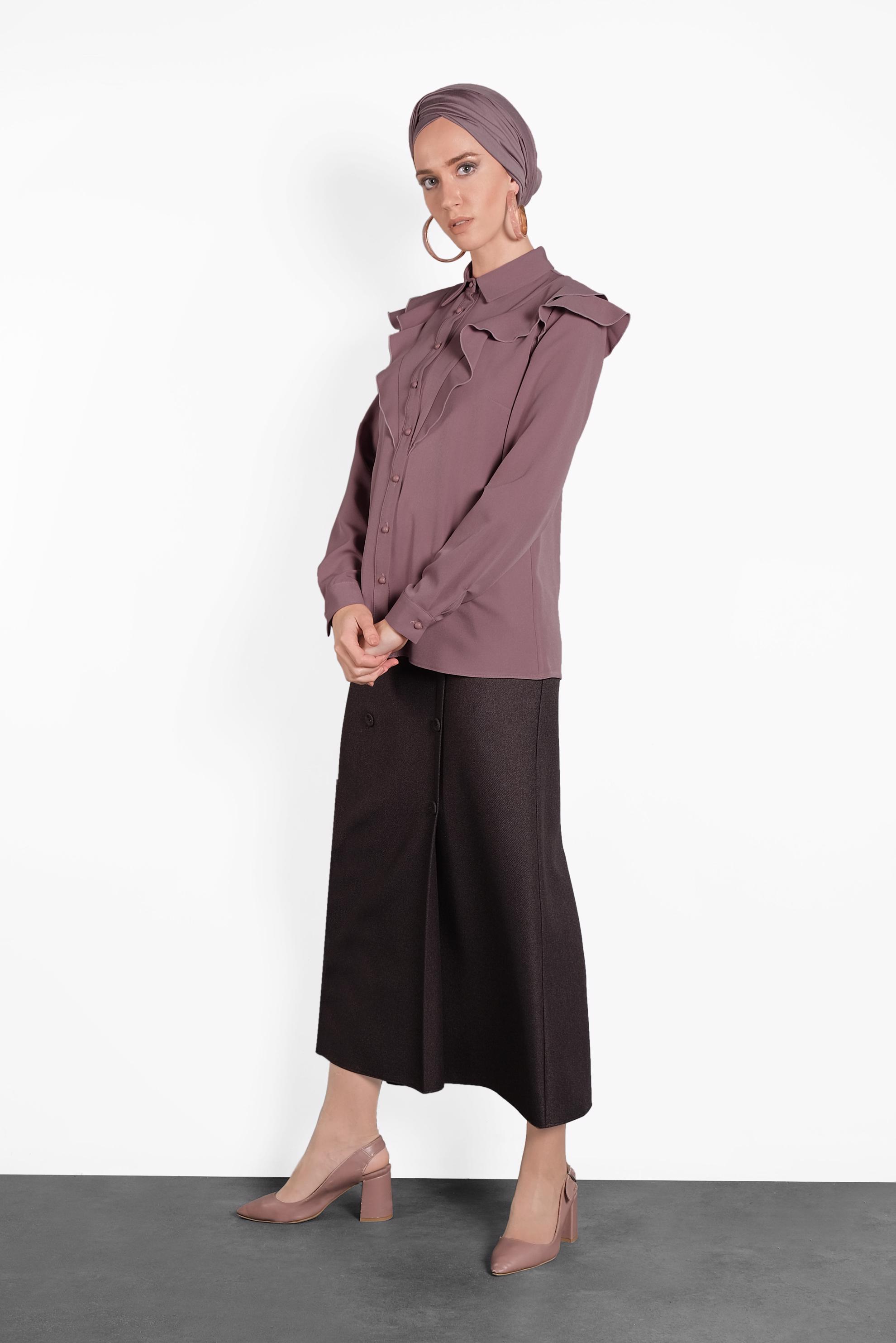 Tesettür giyim PEMBE ROBA FIRFIRLI BLUZ 40319