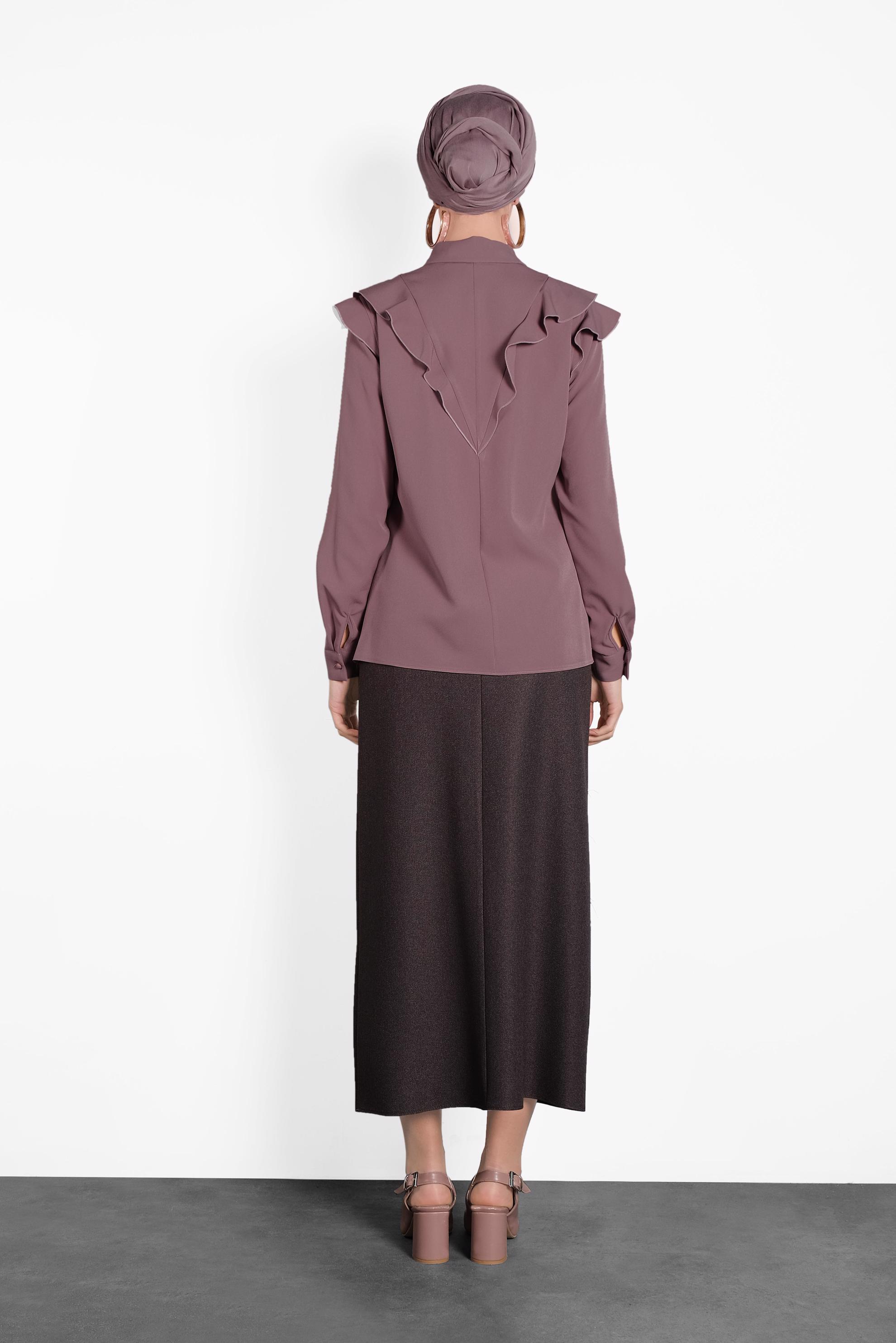 Tesettür giyim PEMBE ROBA FIRFIRLI BLUZ 40319