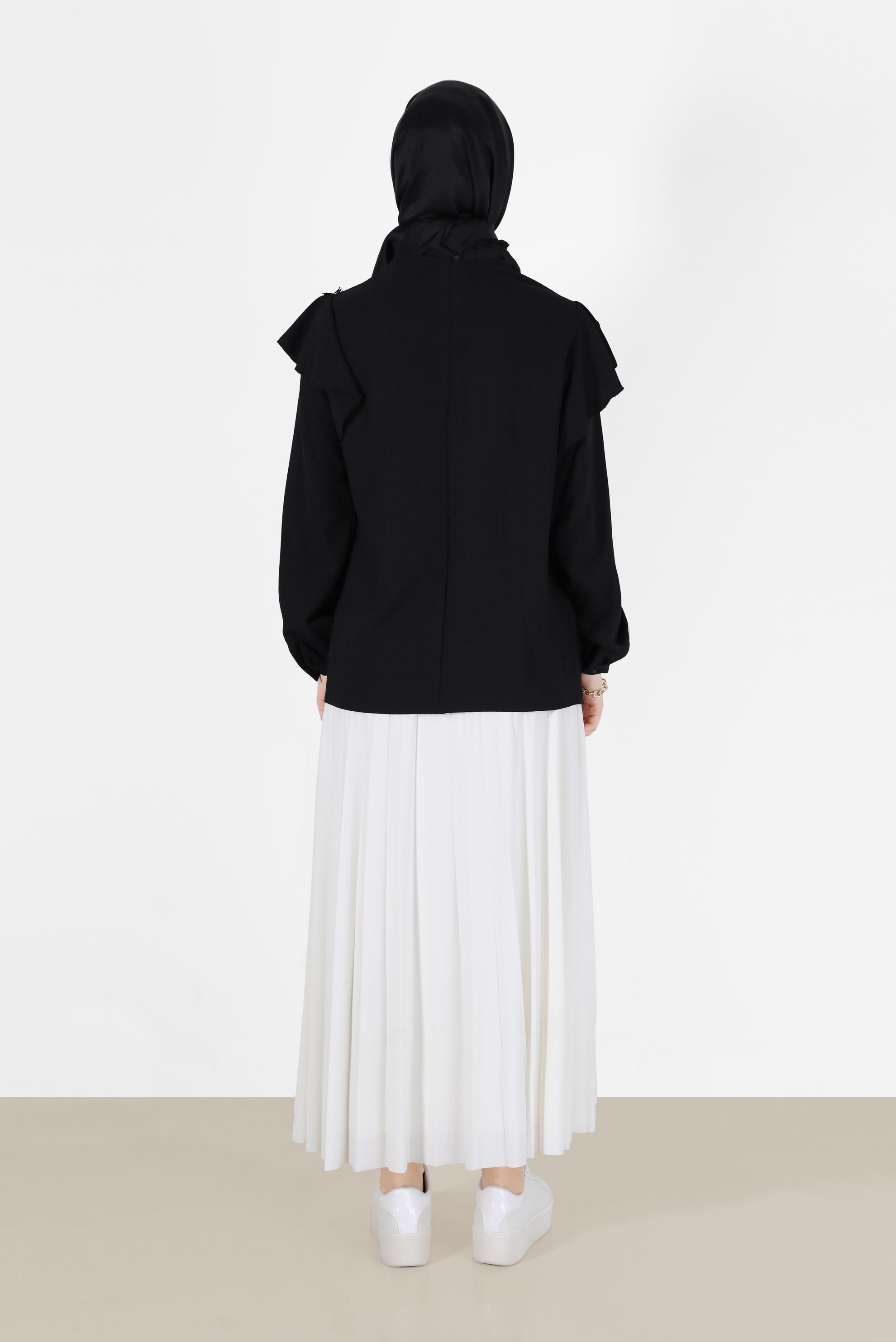 Hijab clothing BLACK FRILL DETAIL BLOUSE 40332	