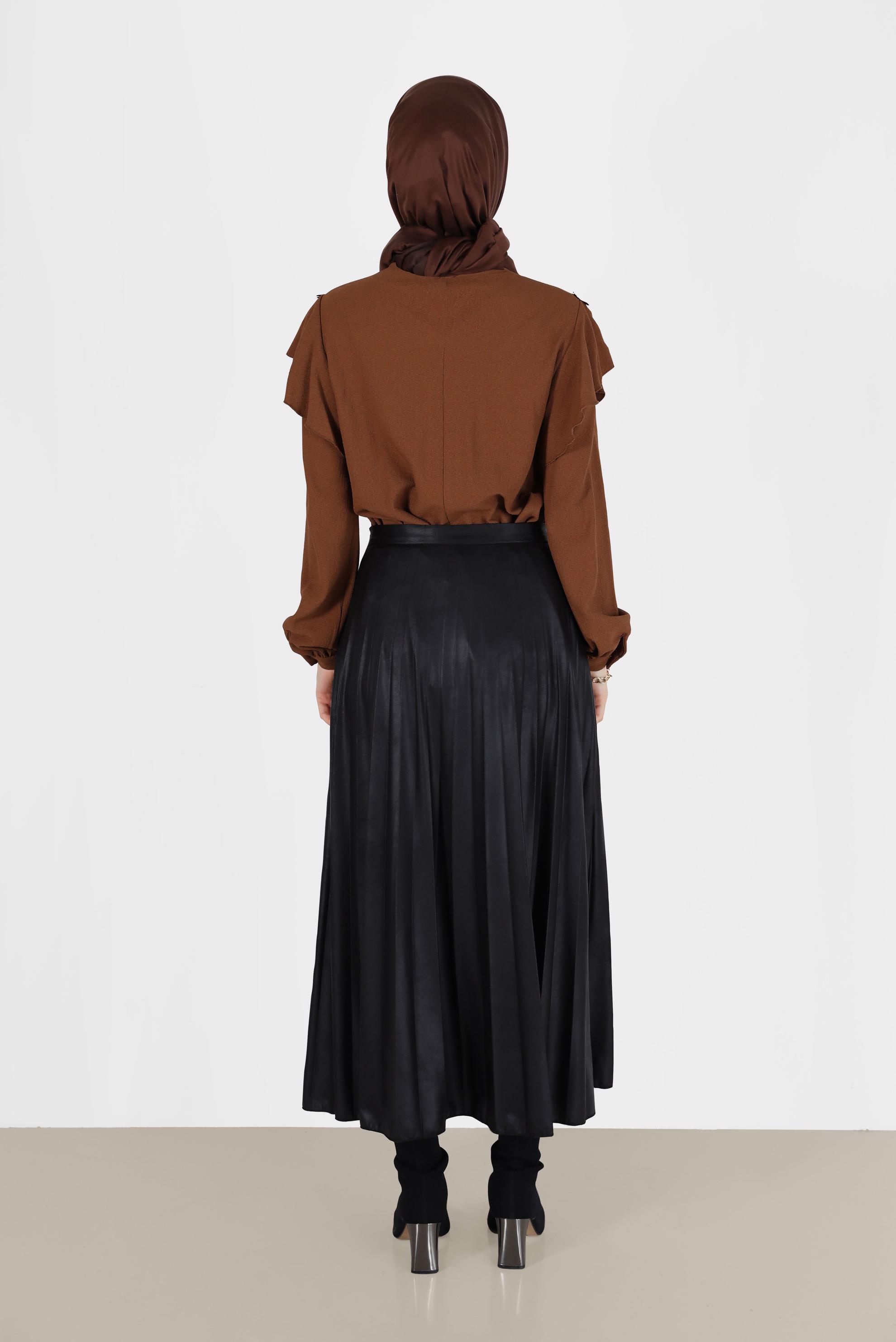 Tesettür giyim TABA OMUZLARI VOLAN DETAYLI BLUZ 40332