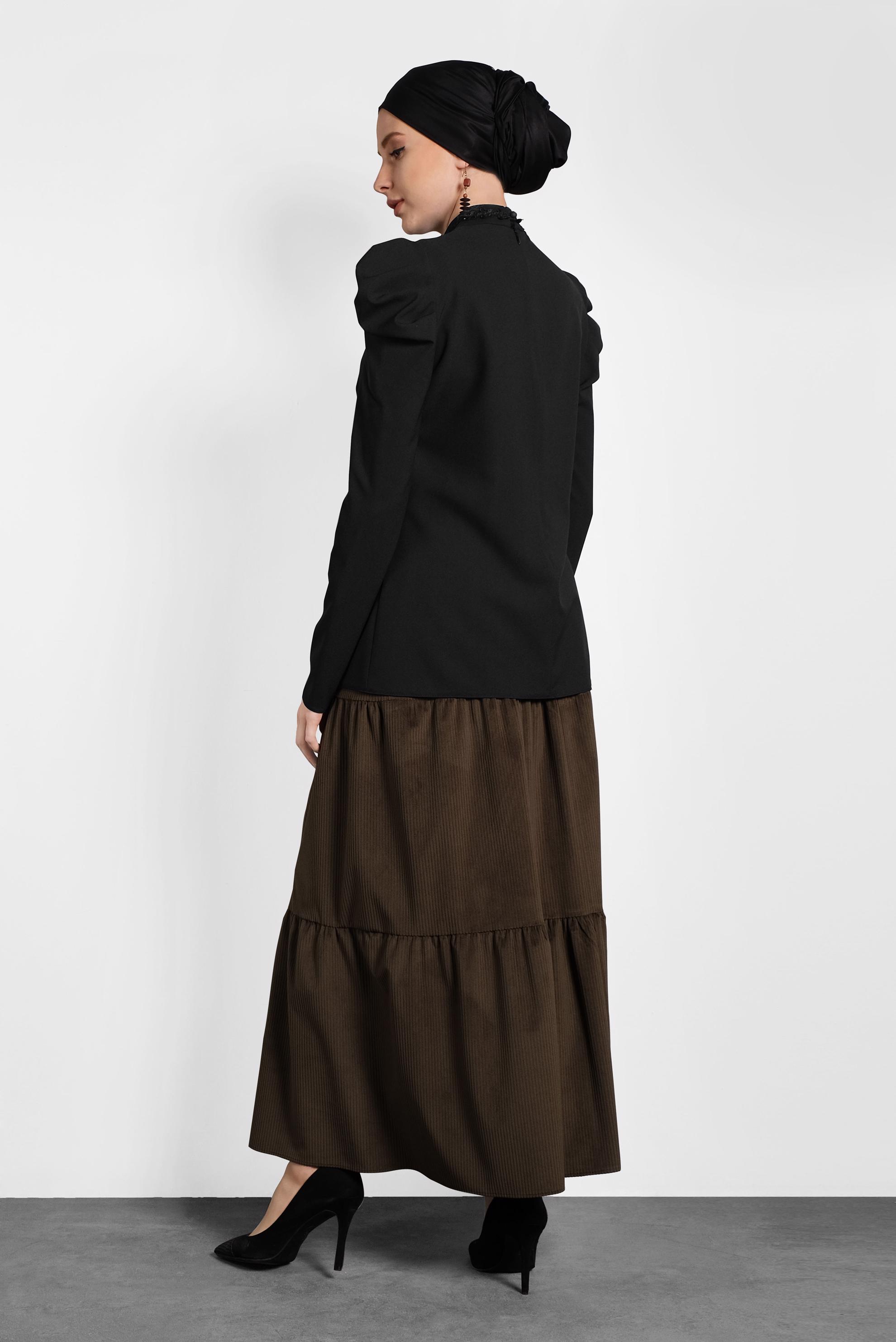 Hijab clothing BLACK PUFF SLEEVE BOW-TIE BLOUSE 40333