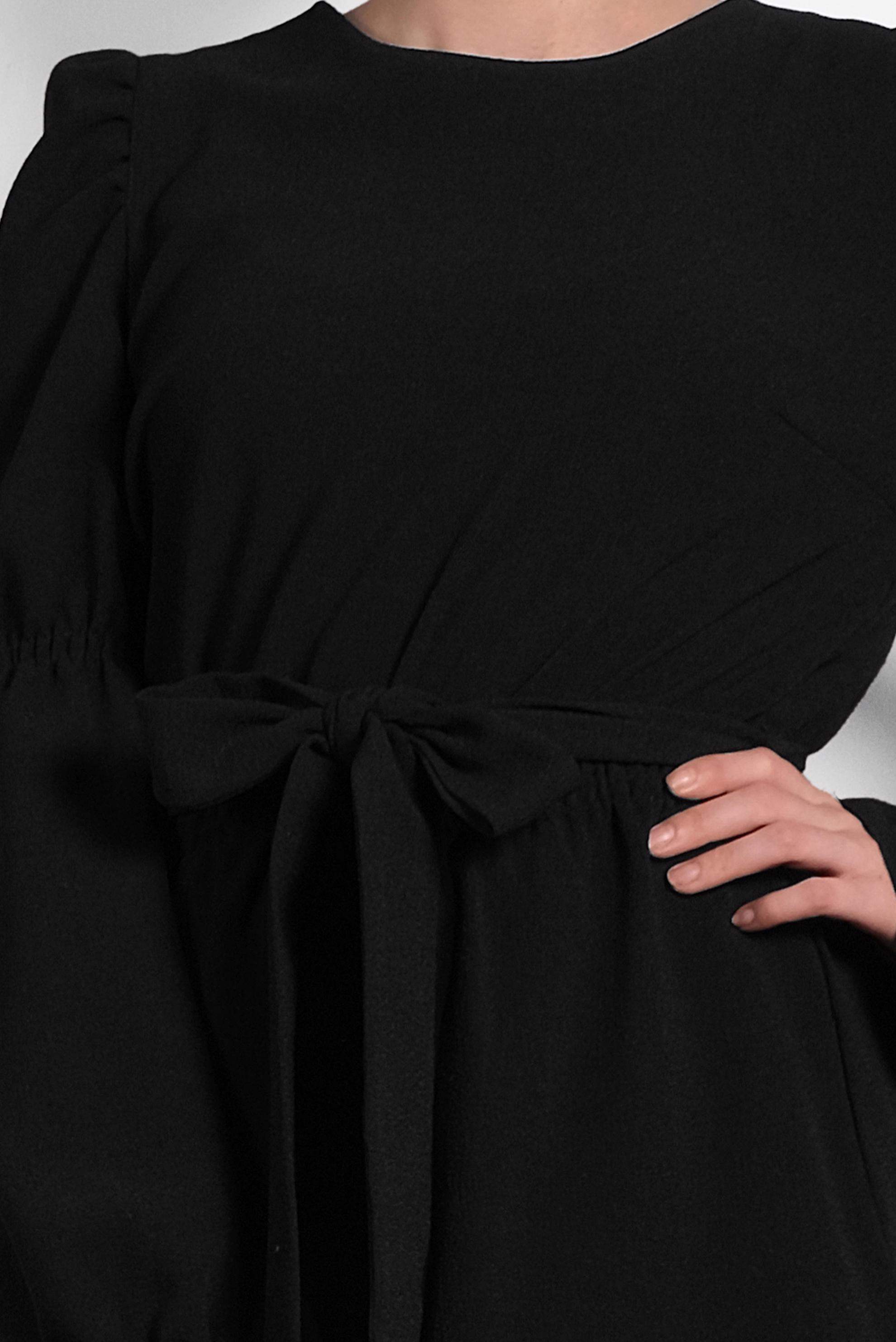 Hijab clothing BLACK PUFF SLEEVE TIE-WAIST BLOUSE 40334