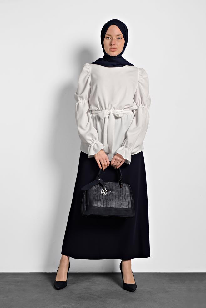 Tesettür giyim  KARPUZ KOL BAĞCIKLI BLUZ 40334 - ALVİNA