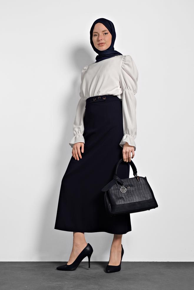 Tesettür giyim  Lacivert-Krem - ALVİNA