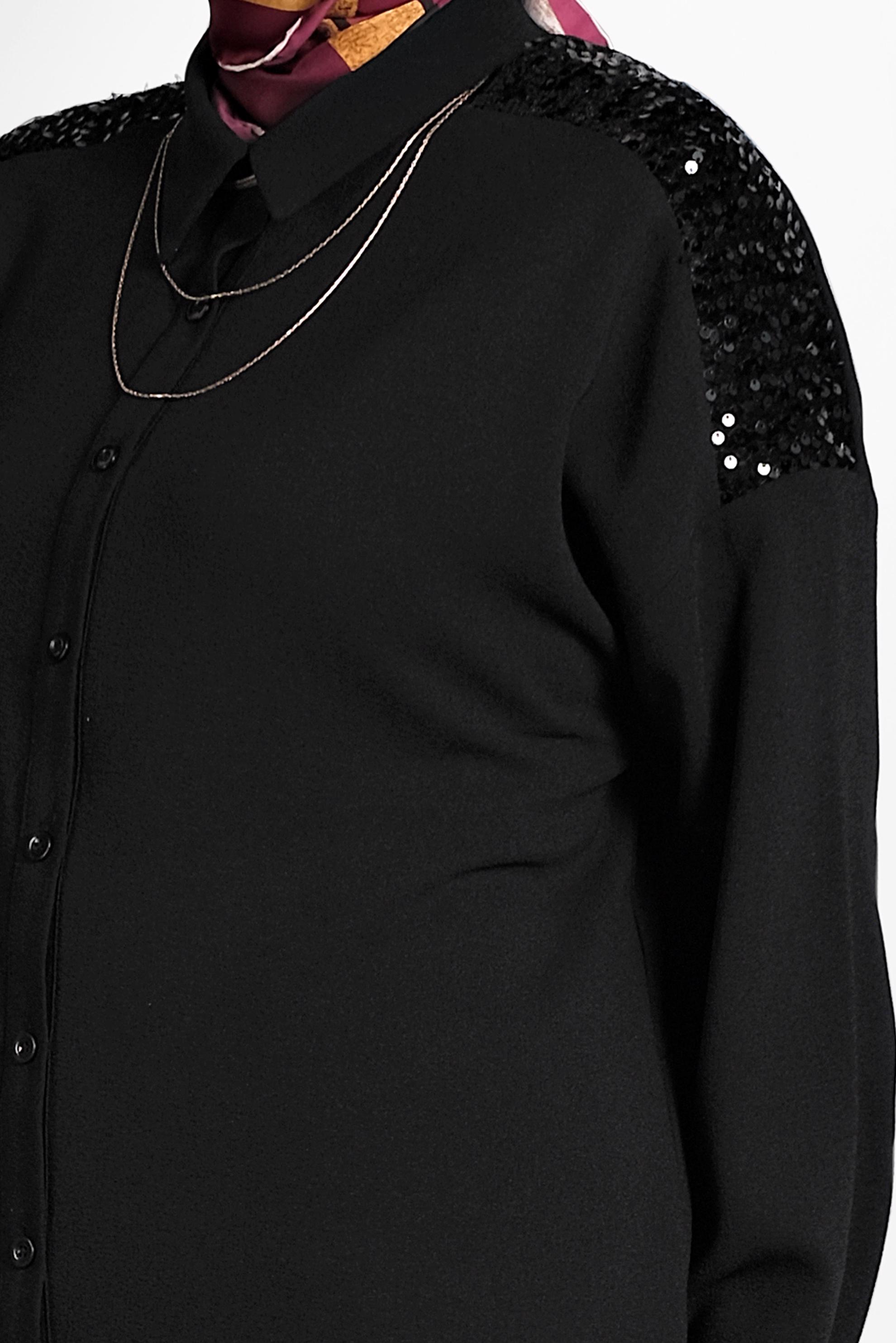 Hijab clothing BLACK SEQUINED BLOUSE 40335 