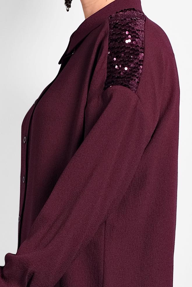 Vêtements hijab ROUGE BORDEAUX CHEMISIER À SEQUINS 40335  - ALVİNA
