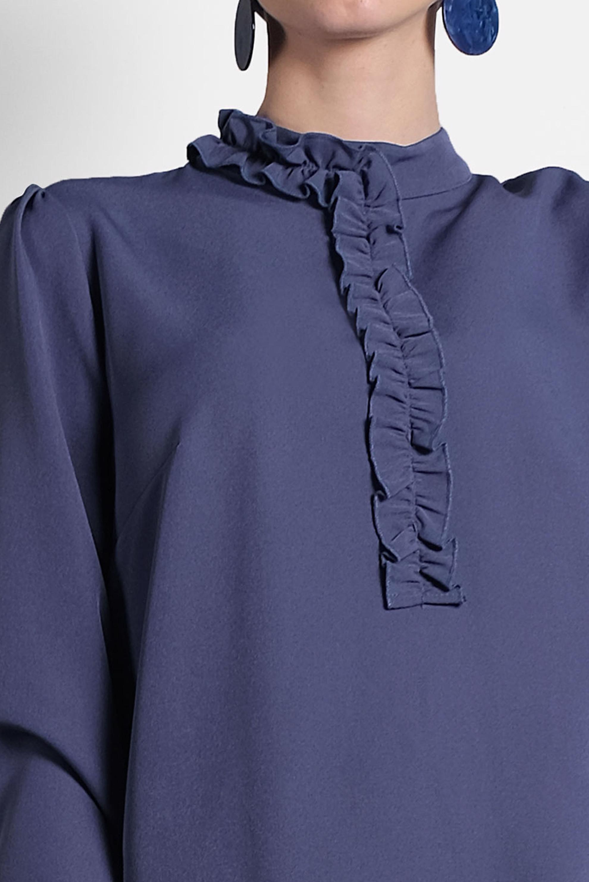 Tesettür giyim LACİVERT FIRFIR DETAYLI BLUZ 40360 