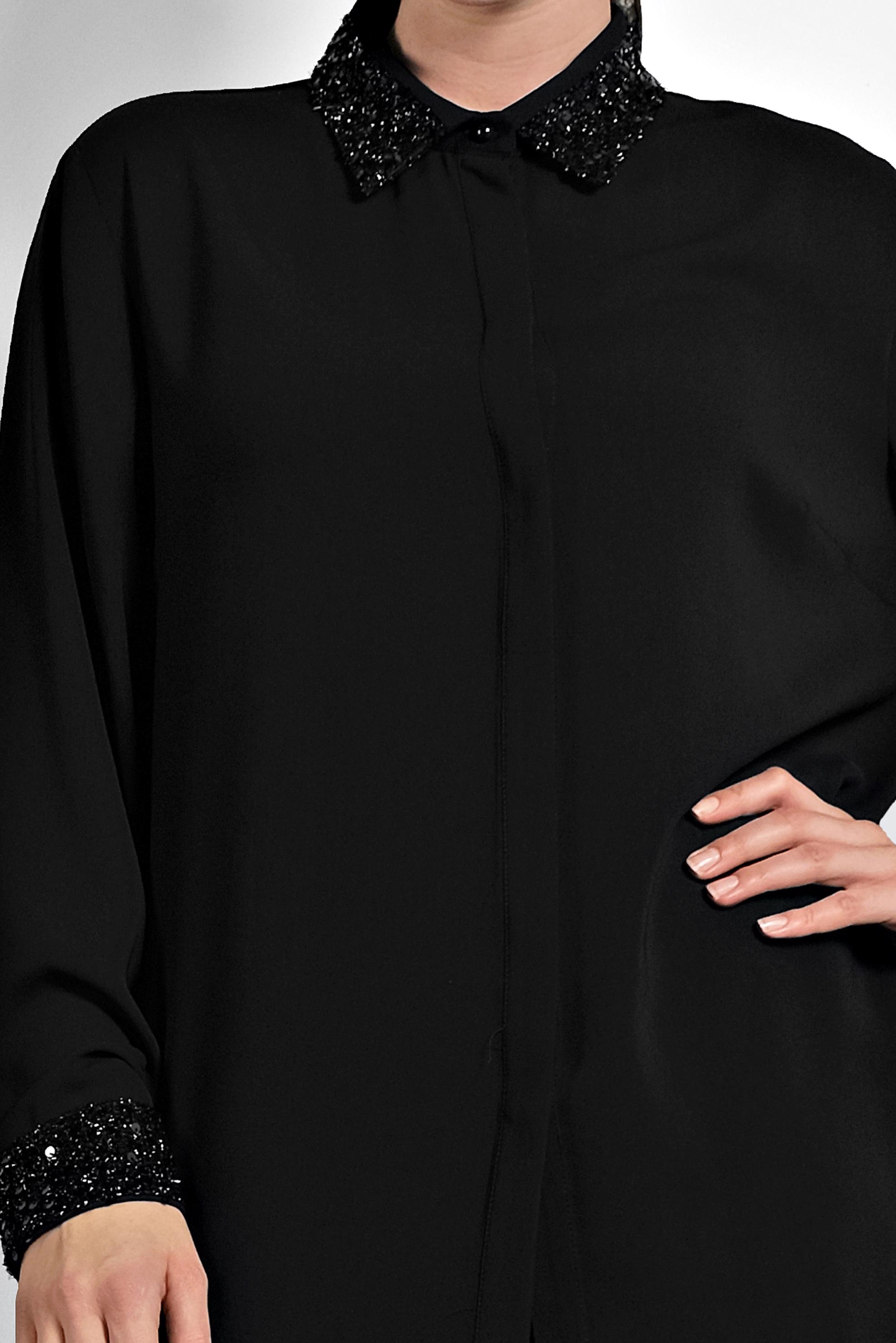 Vêtements hijab NOIR CHEMISIER À COL À SEQUINS 40361