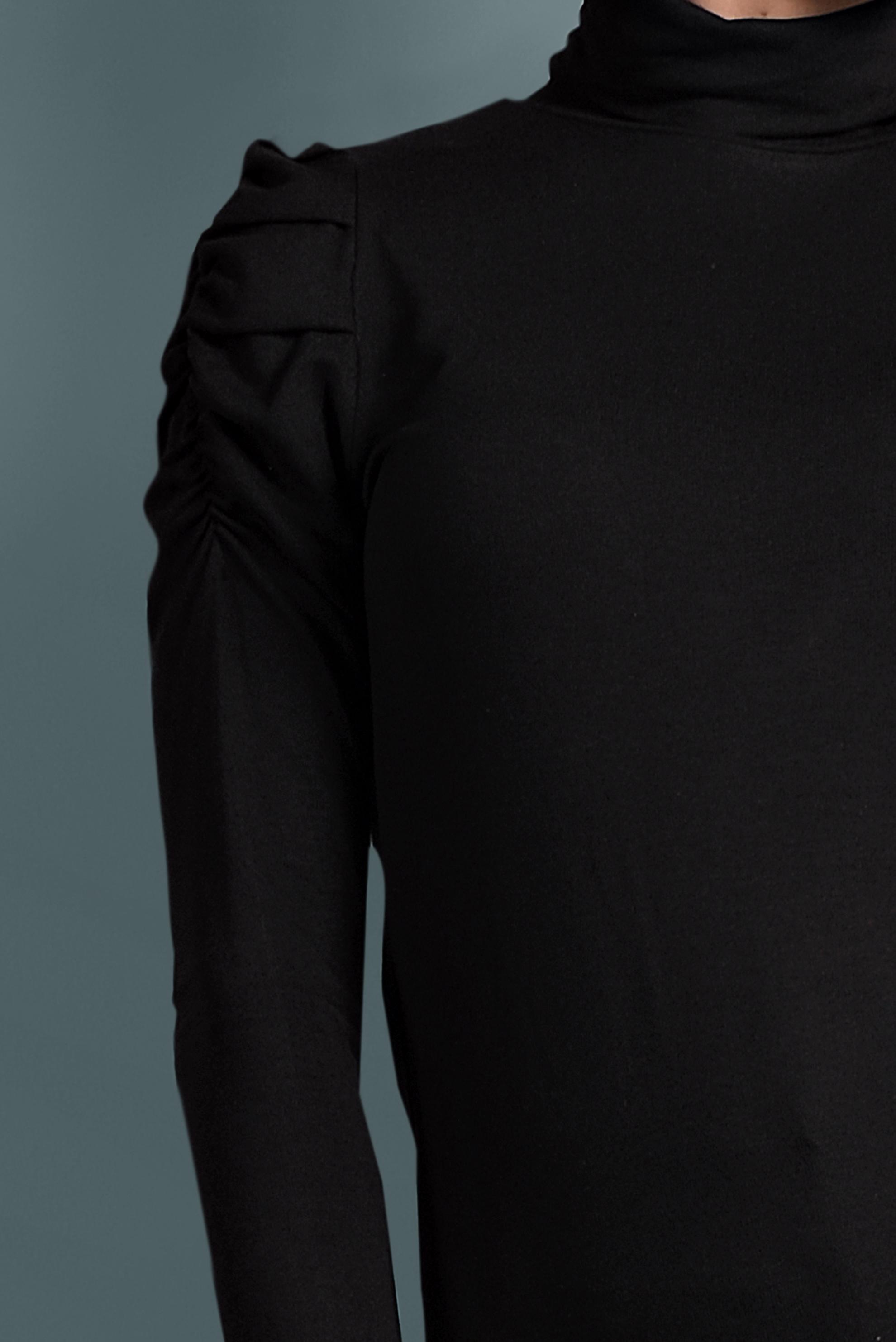 Tesettür giyim SİYAH KOLLARI BÜZGÜLÜ BOĞAZLI BLUZ 40403 