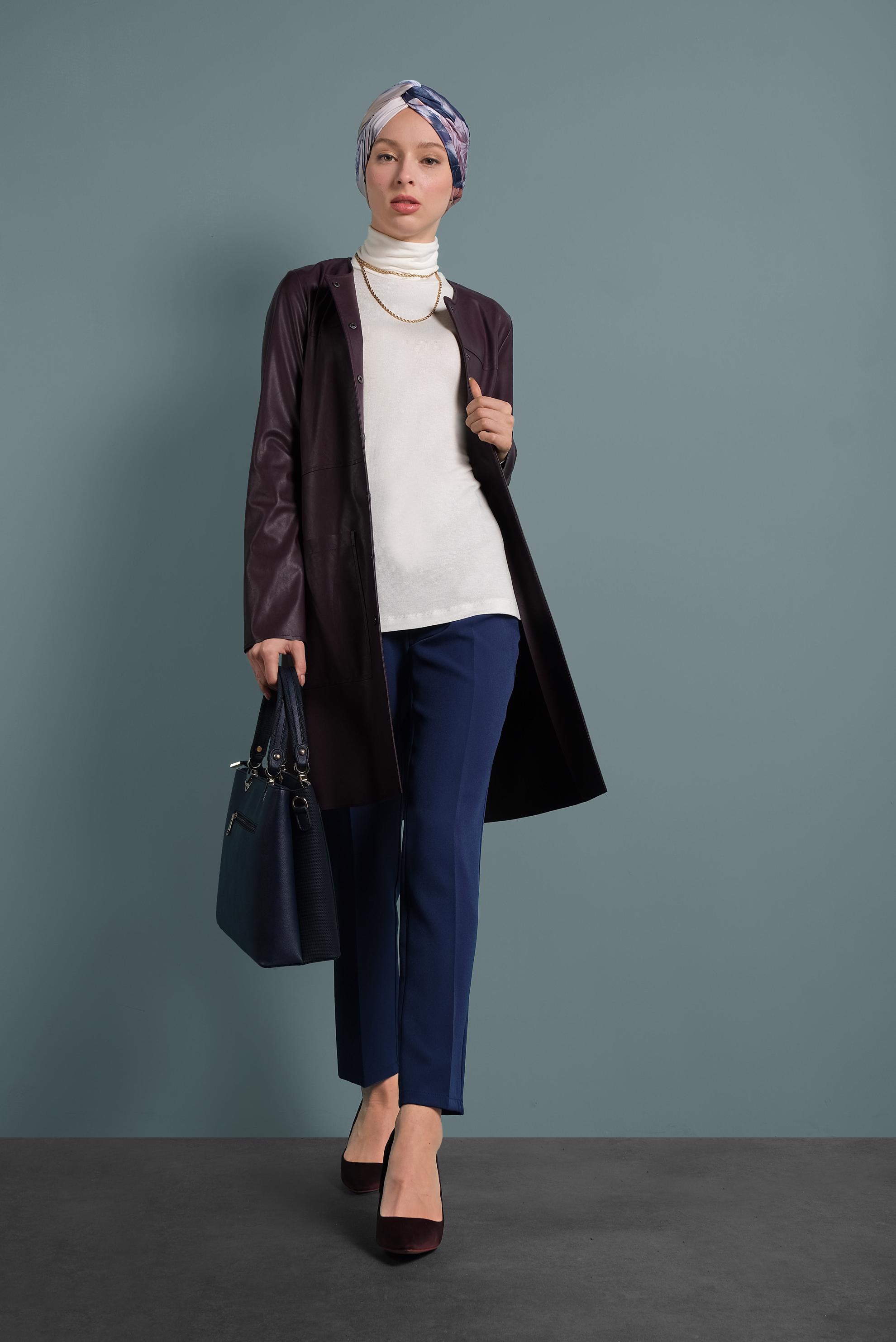 Hijab clothing WHITE TURTLENECK RUCHED SLEEVE BLOUSE 40403 