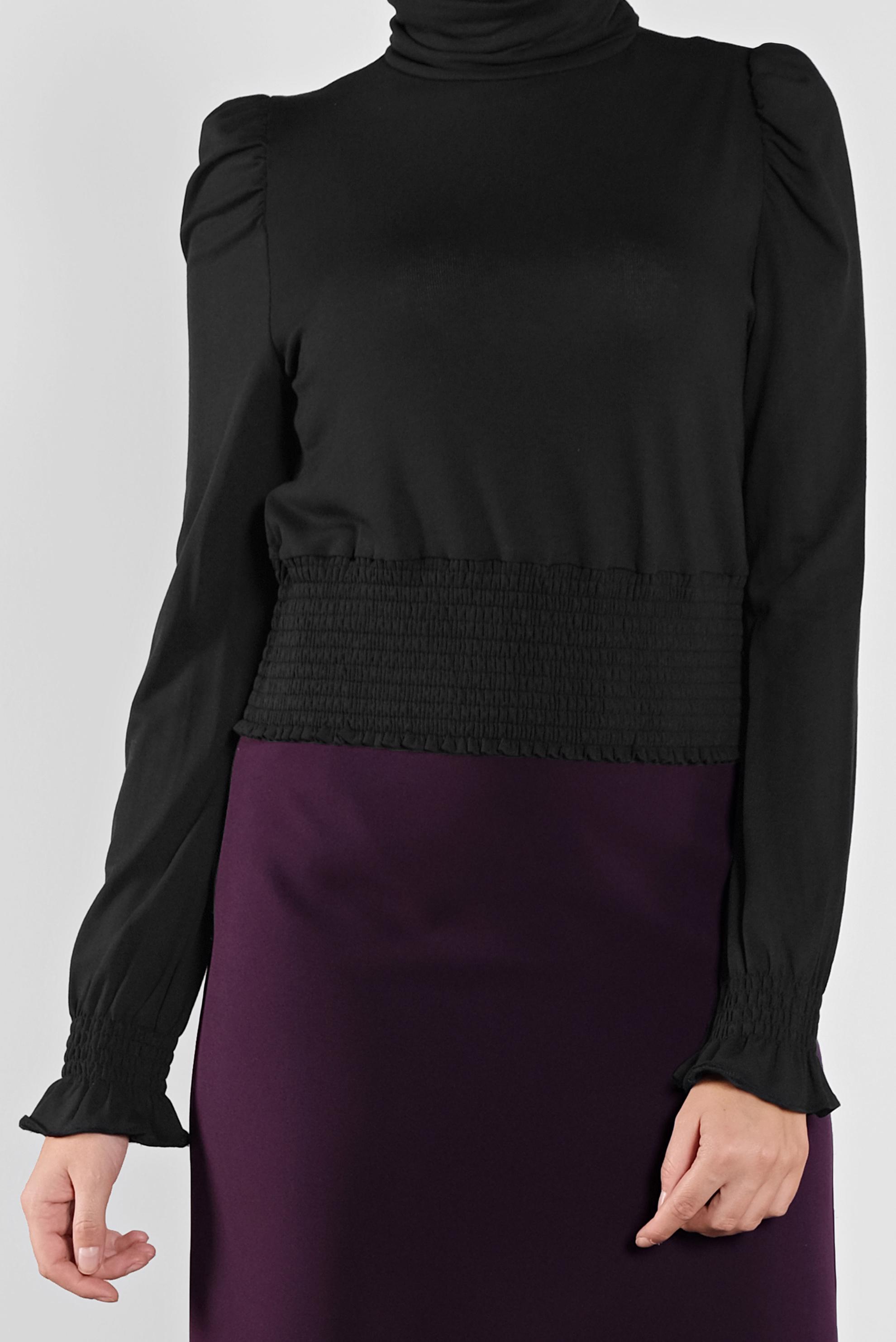 Tesettür giyim SİYAH BEL KISMI LASTİKLİ BLUZ 41209