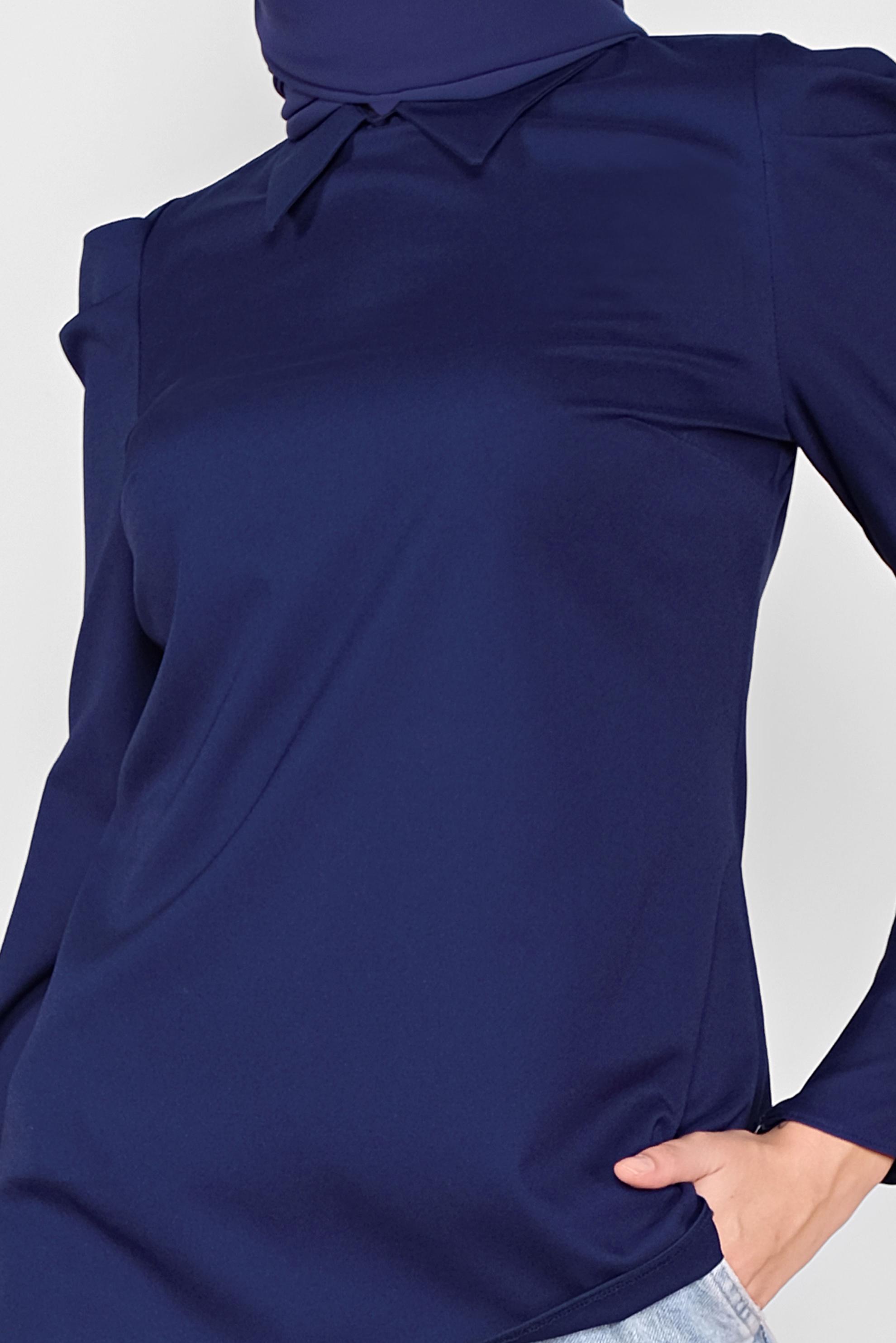 Tesettür giyim LACİVERT GİGOT KOL GÖMLEK YAKA BLUZ 41222 