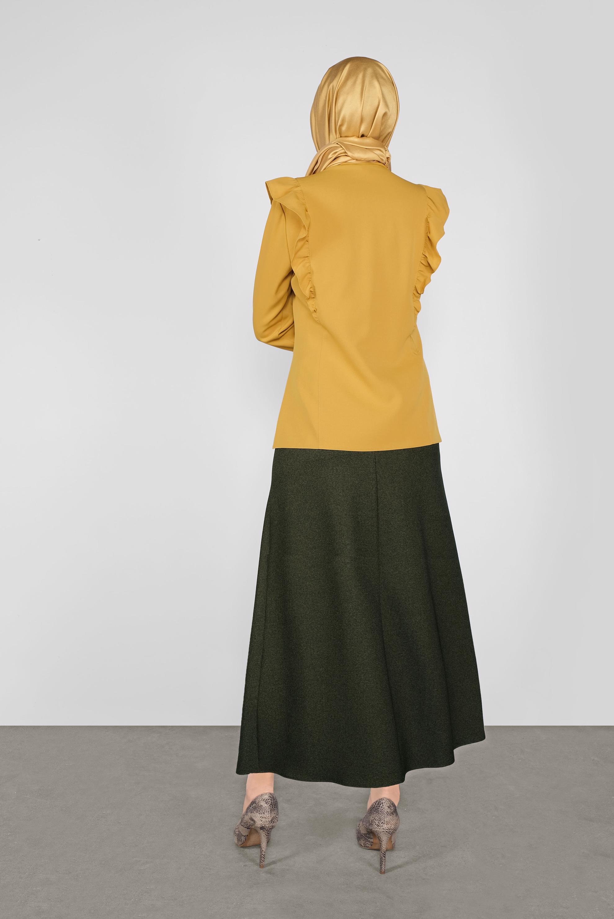 Tesettür giyim SARI FIRFIRLI DÜĞMELİ BLUZ 41241