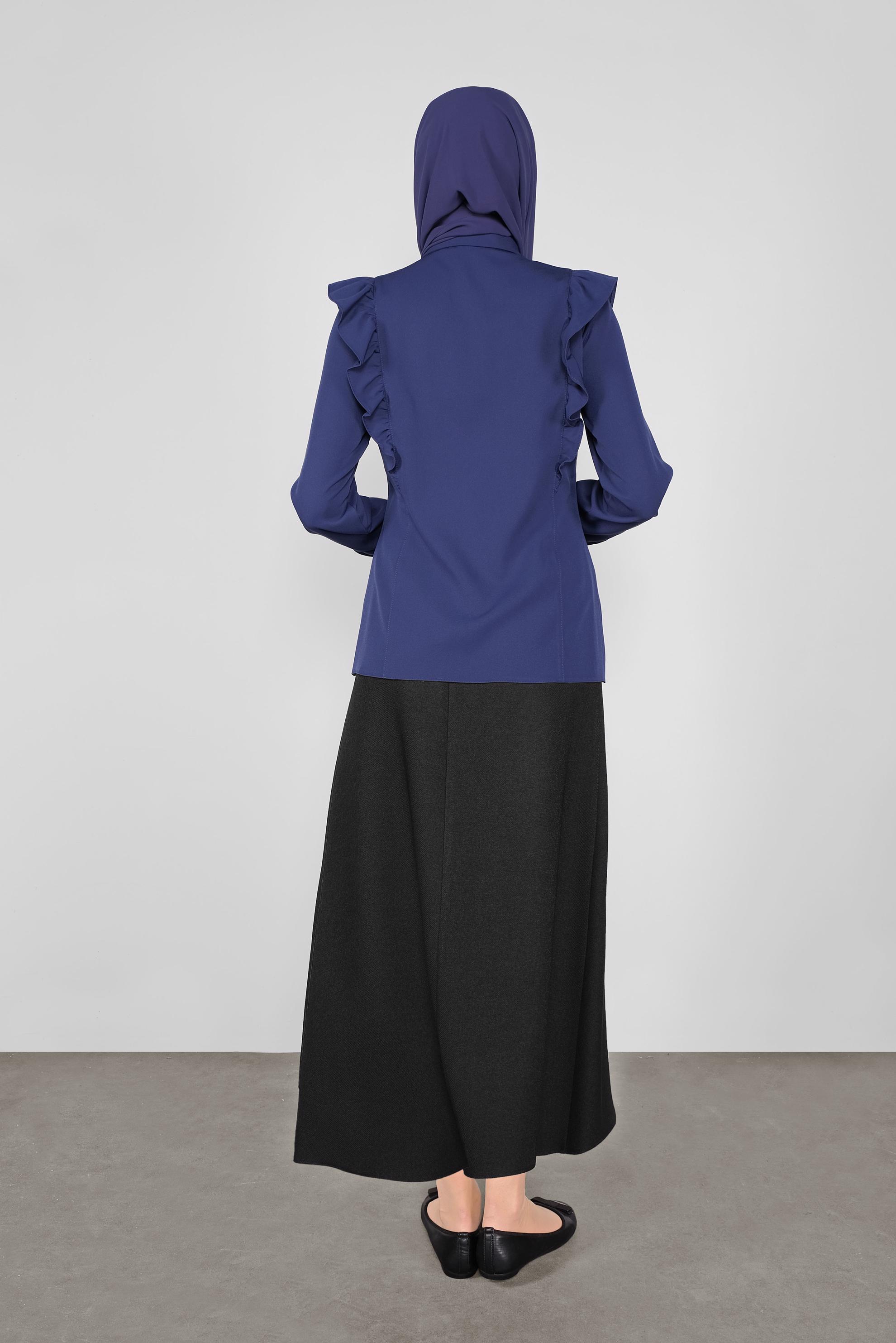 Hijab clothing NAVY BLUE RUFFLED BUTTONED BLOUSE 41241