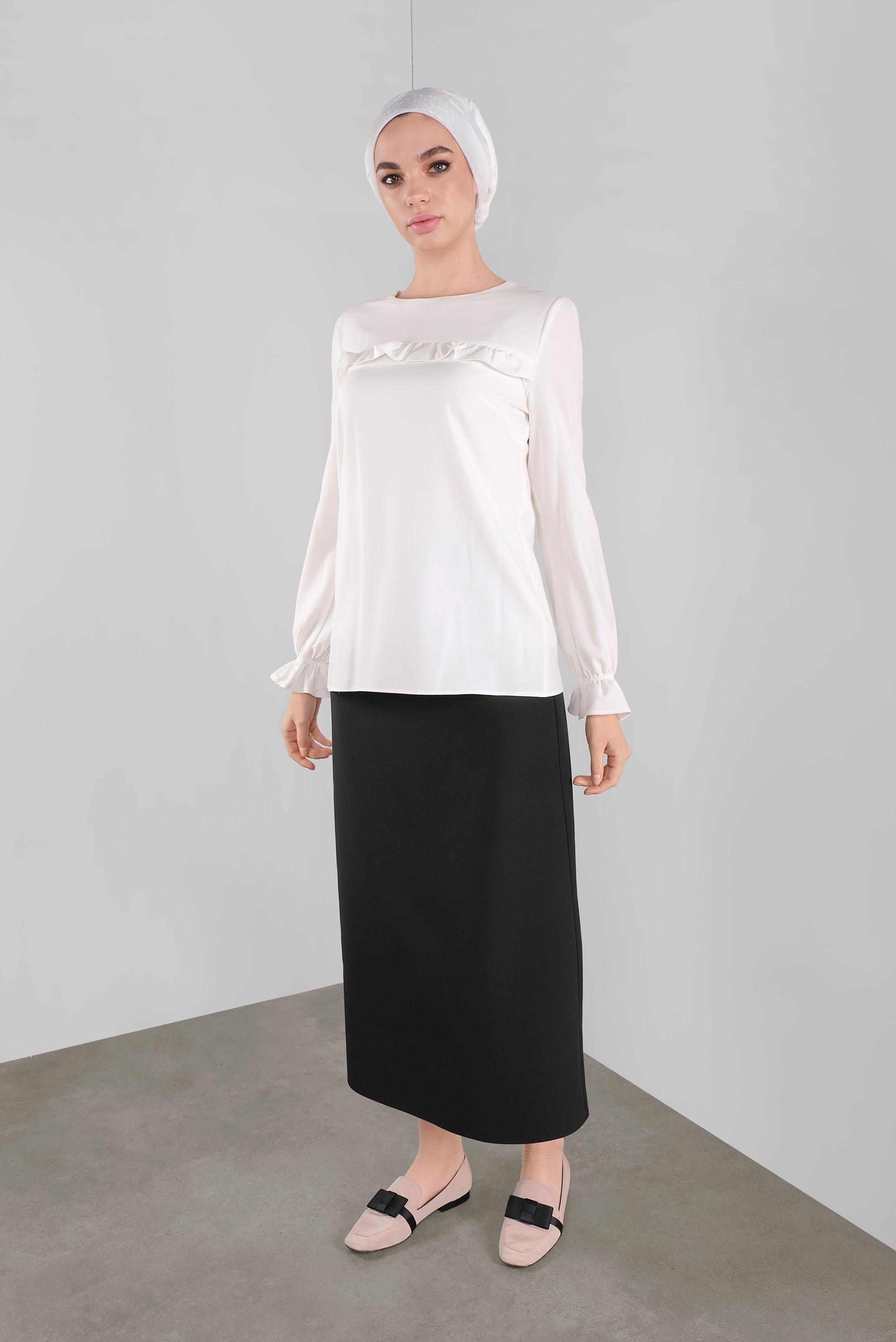 Vêtements hijab BLANC CHEMISE À RUCHÉE 41242