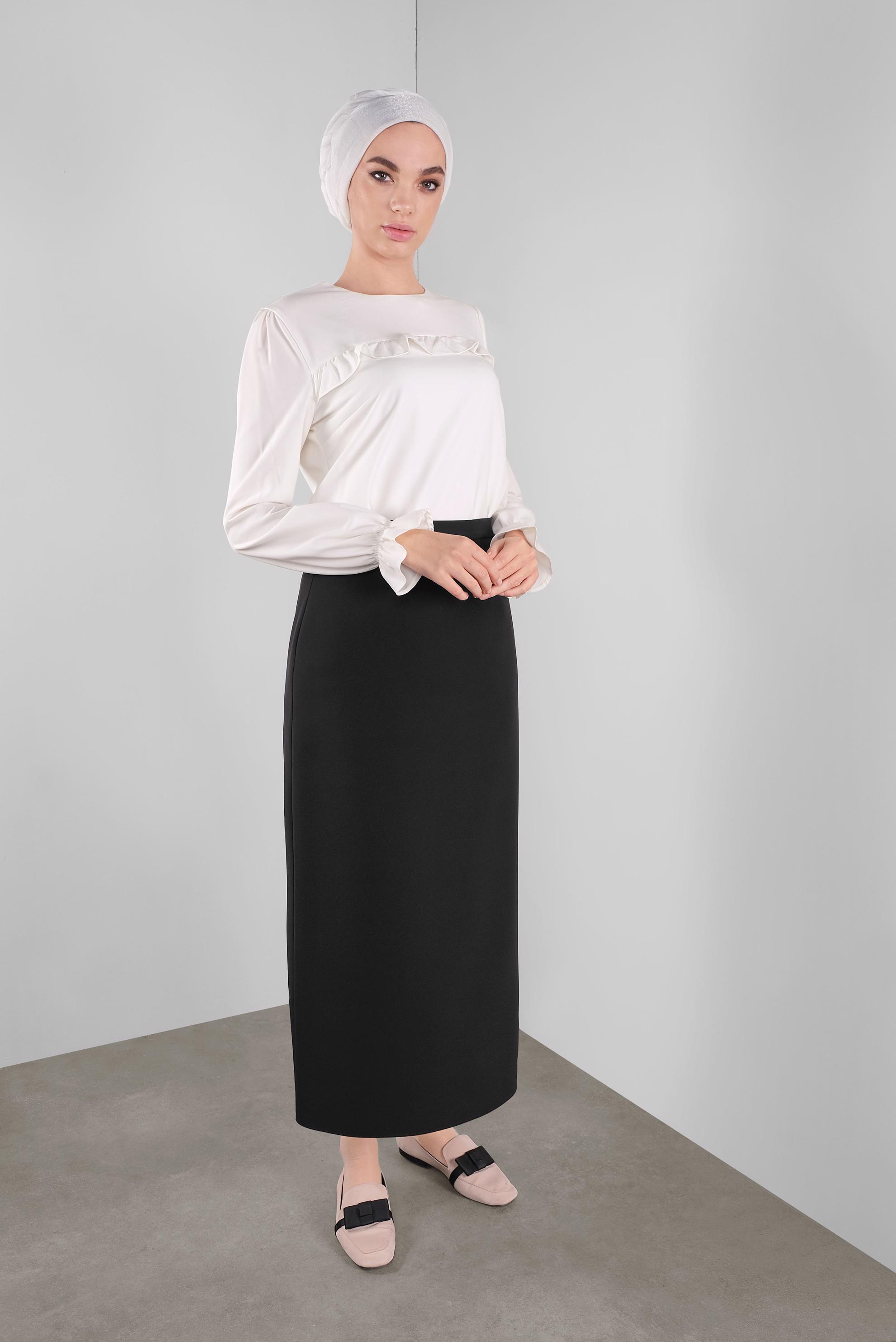 Vêtements hijab BLANC CHEMISE À RUCHÉE 41242