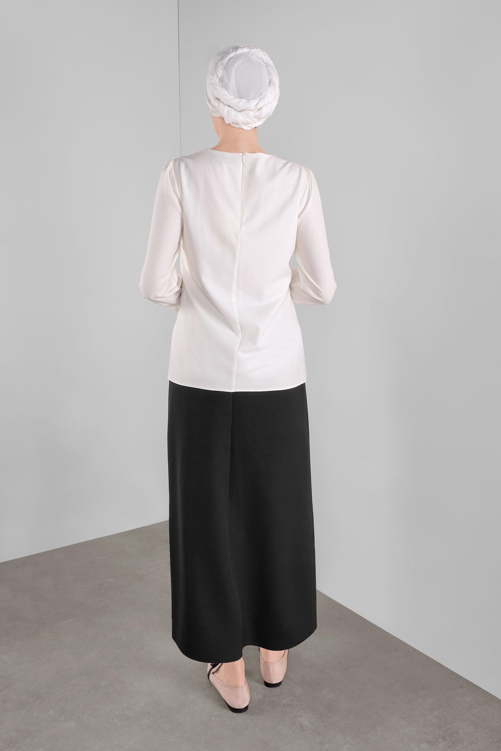 Vêtements hijab BLANC CHEMISE À RUCHÉE 41242