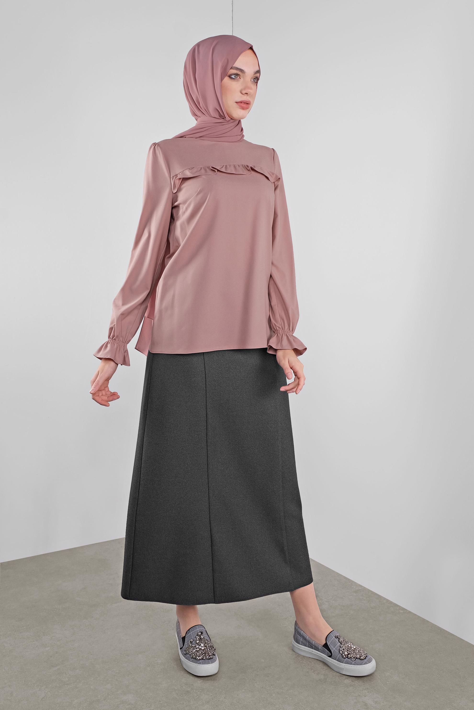 Vêtements hijab POUDRE CHEMISE À RUCHÉE 41242