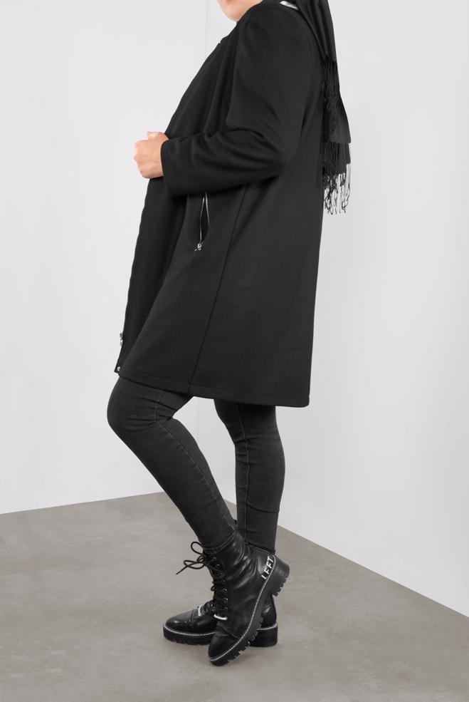 Vêtements hijab NOIR CABAN ZIPPÉE COL ROND 20107 - ALVİNA