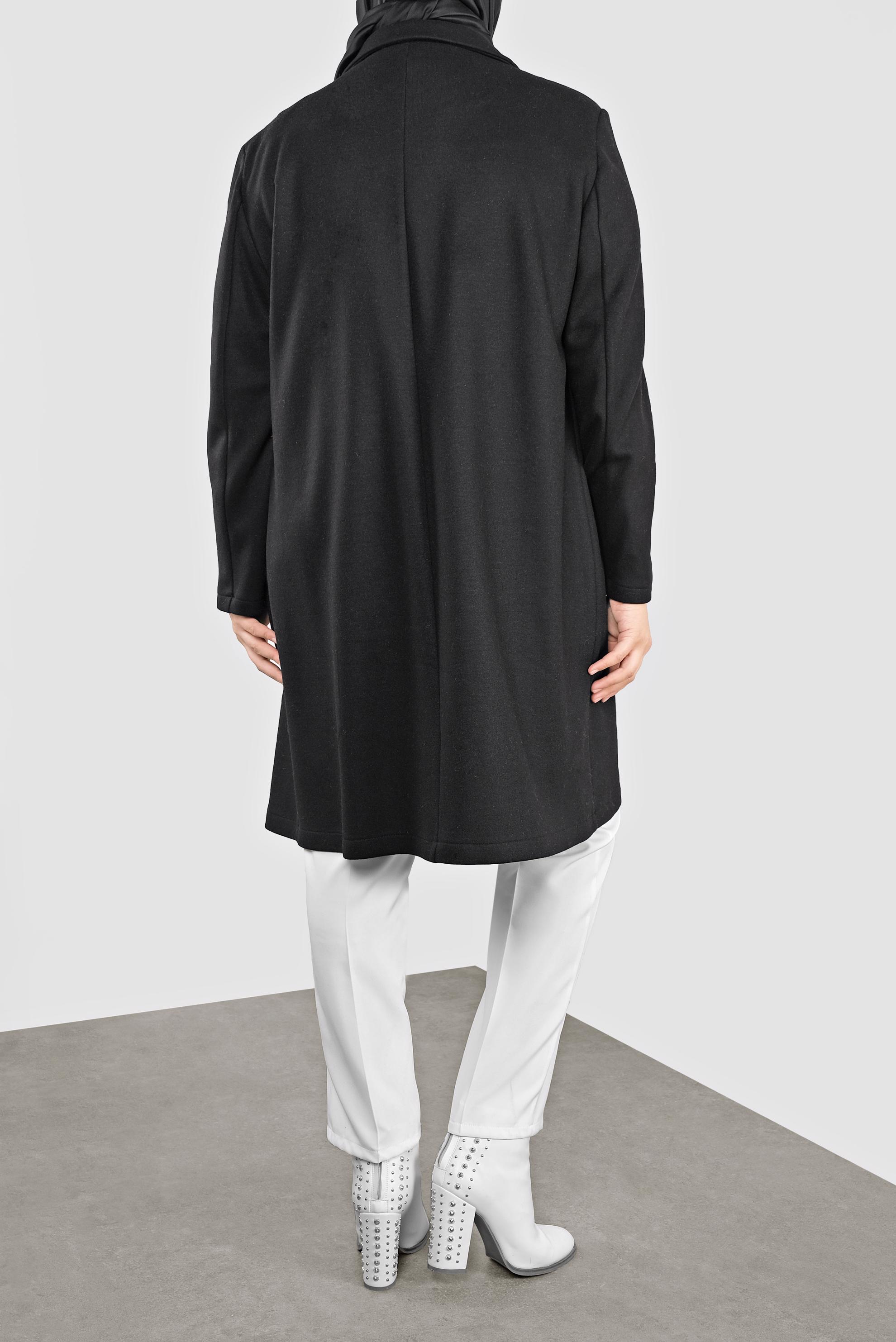 Tesettür giyim SİYAH YAKASI BROŞ DETAYLI KAŞE CEKET 20109	