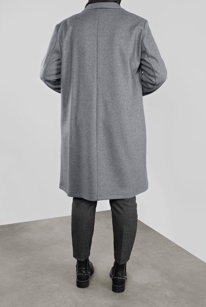 Vêtements hijab GRIS MANTEAU WALKER DÉTAILLÉ BROCHE 20109 - ALVİNA