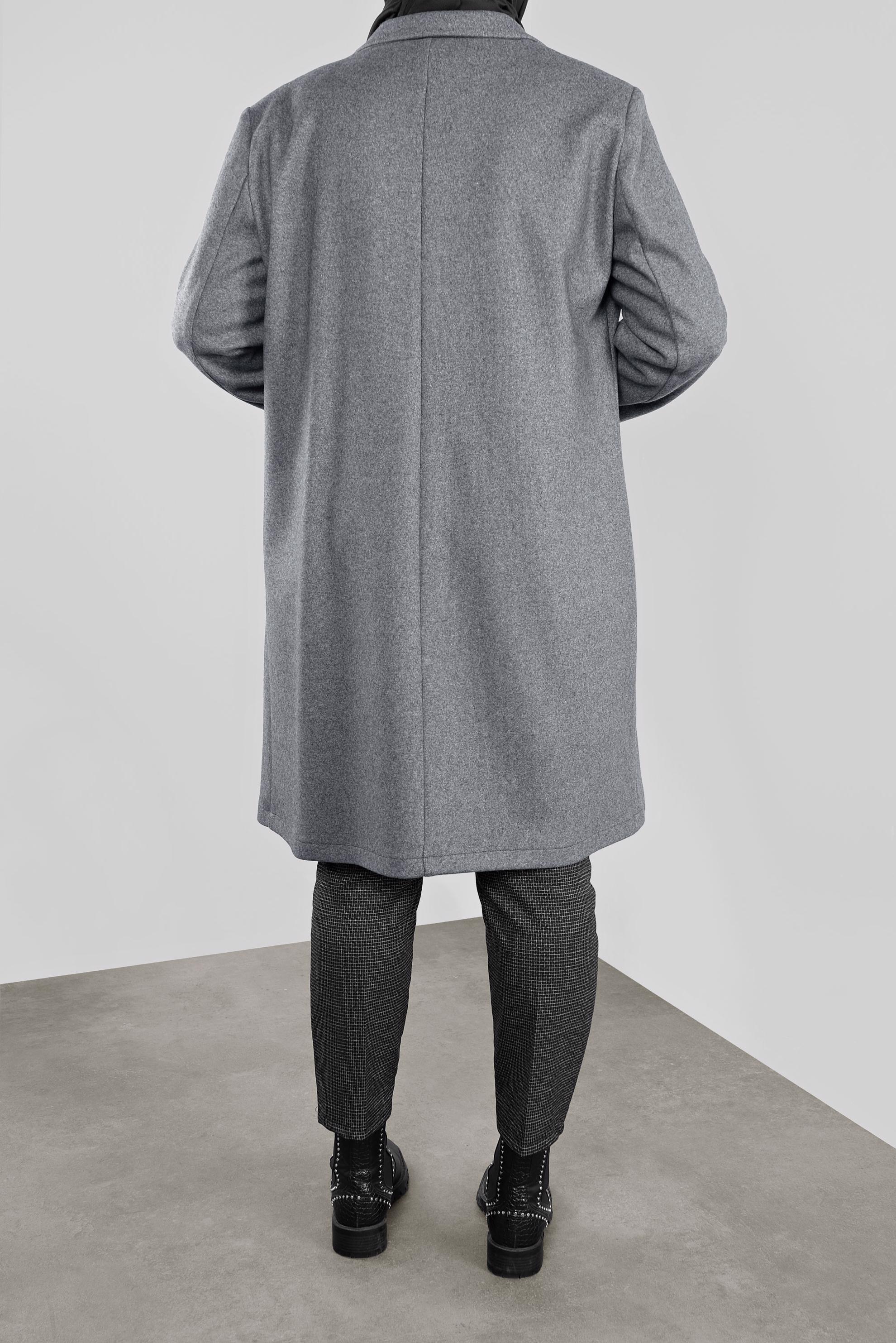 Hijab clothing GREY BROOCH DETAILED WALKER COAT 20109	