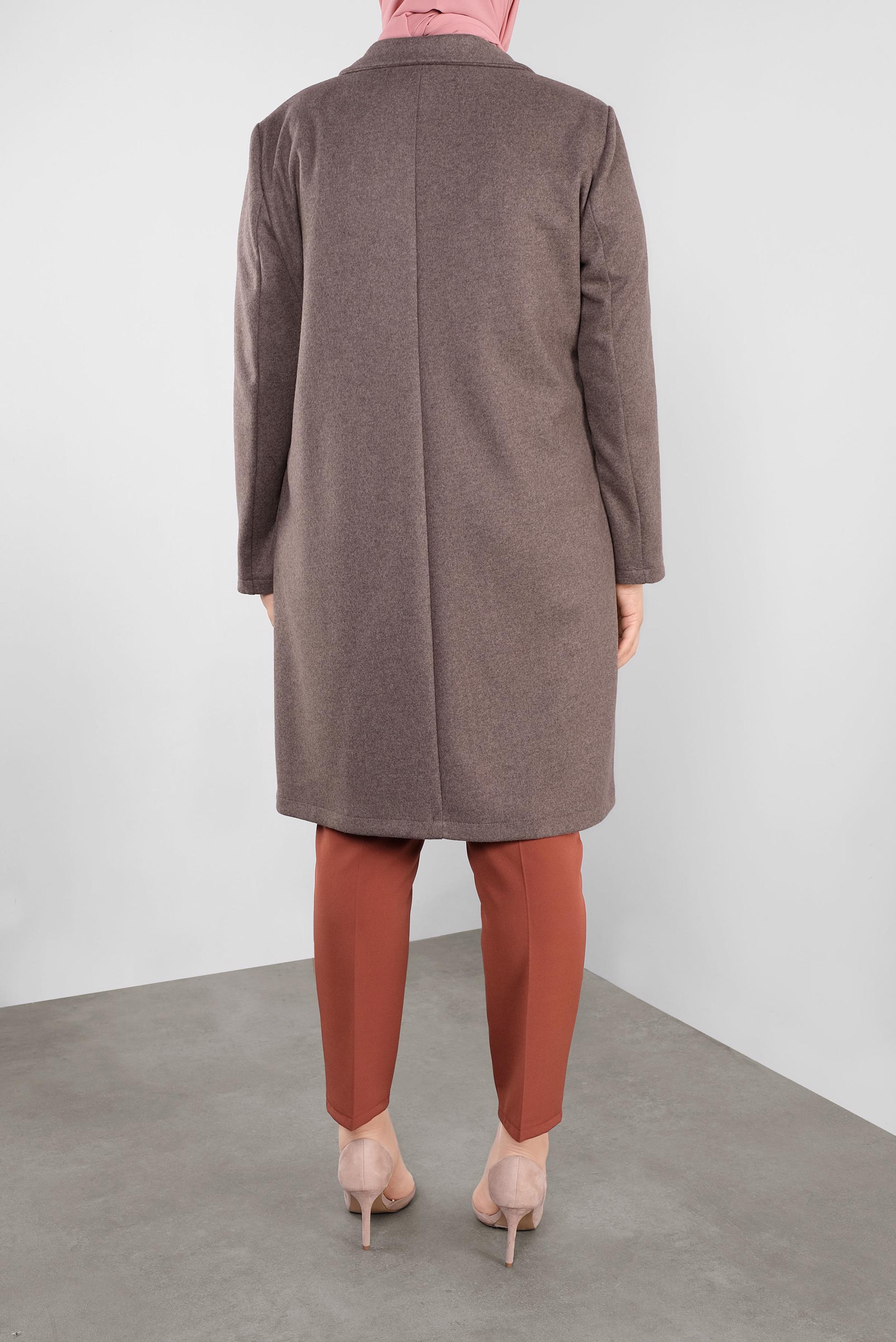 Tesettür giyim KAHVE YAKASI BROŞ DETAYLI KAŞE CEKET 20109	