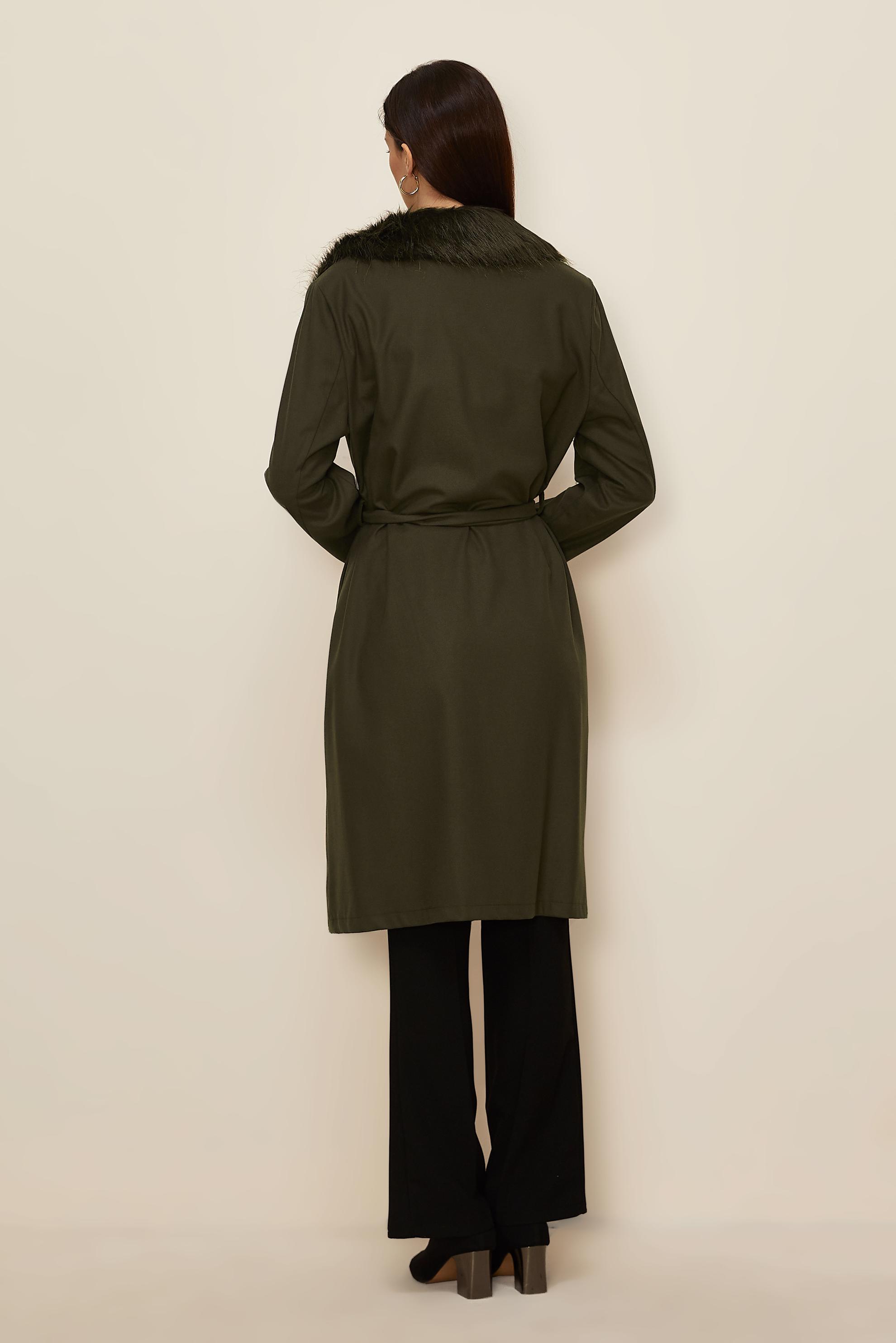 Vêtements hijab KAKI VESTE À CAPUCHE EN EFFET FOURRURE 20110 