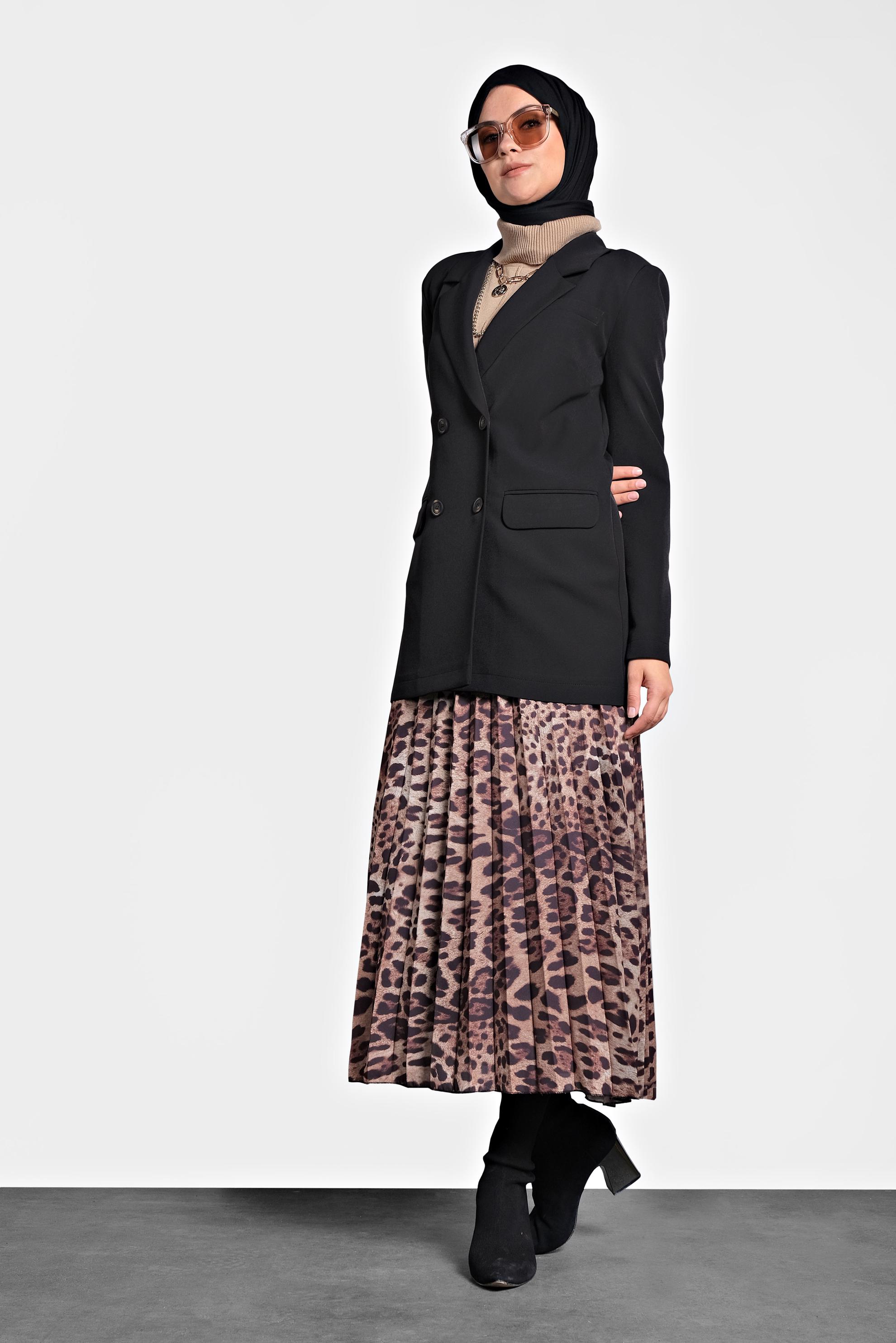 Tesettür giyim SİYAH KRUVAZE YAKA KLASİK CEKET 40129
