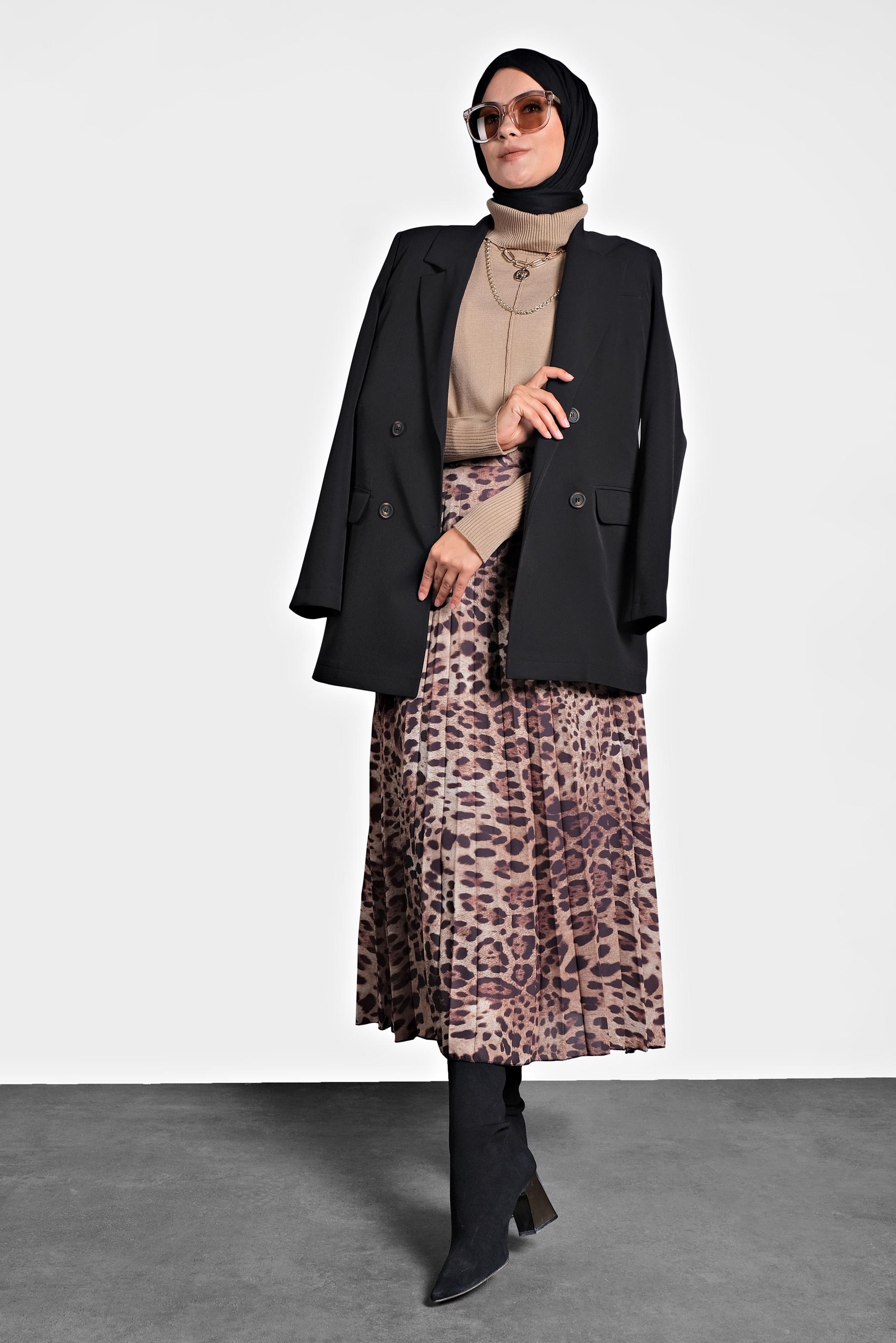 Tesettür giyim SİYAH KRUVAZE YAKA KLASİK CEKET 40129