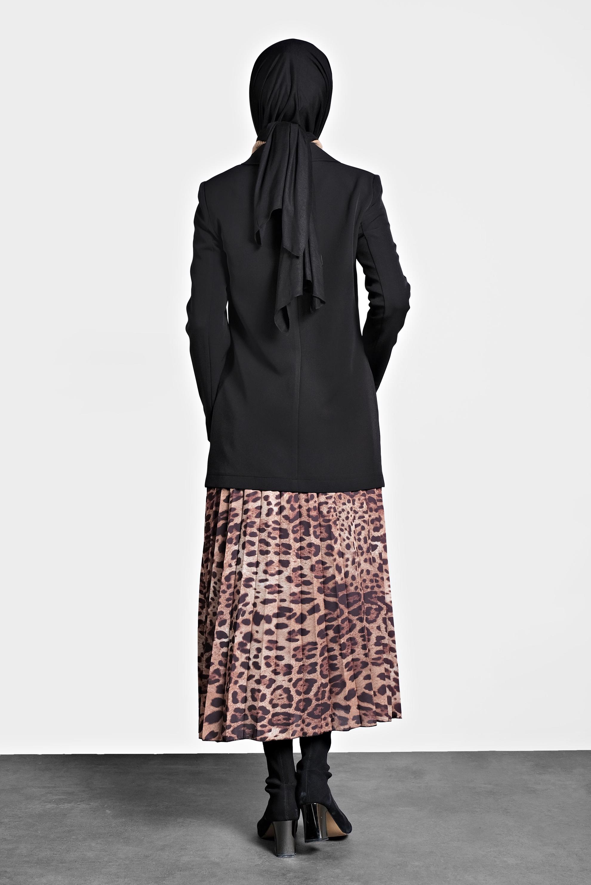 Tesettür giyim SİYAH KRUVAZE YAKA KLASİK CEKET 40129