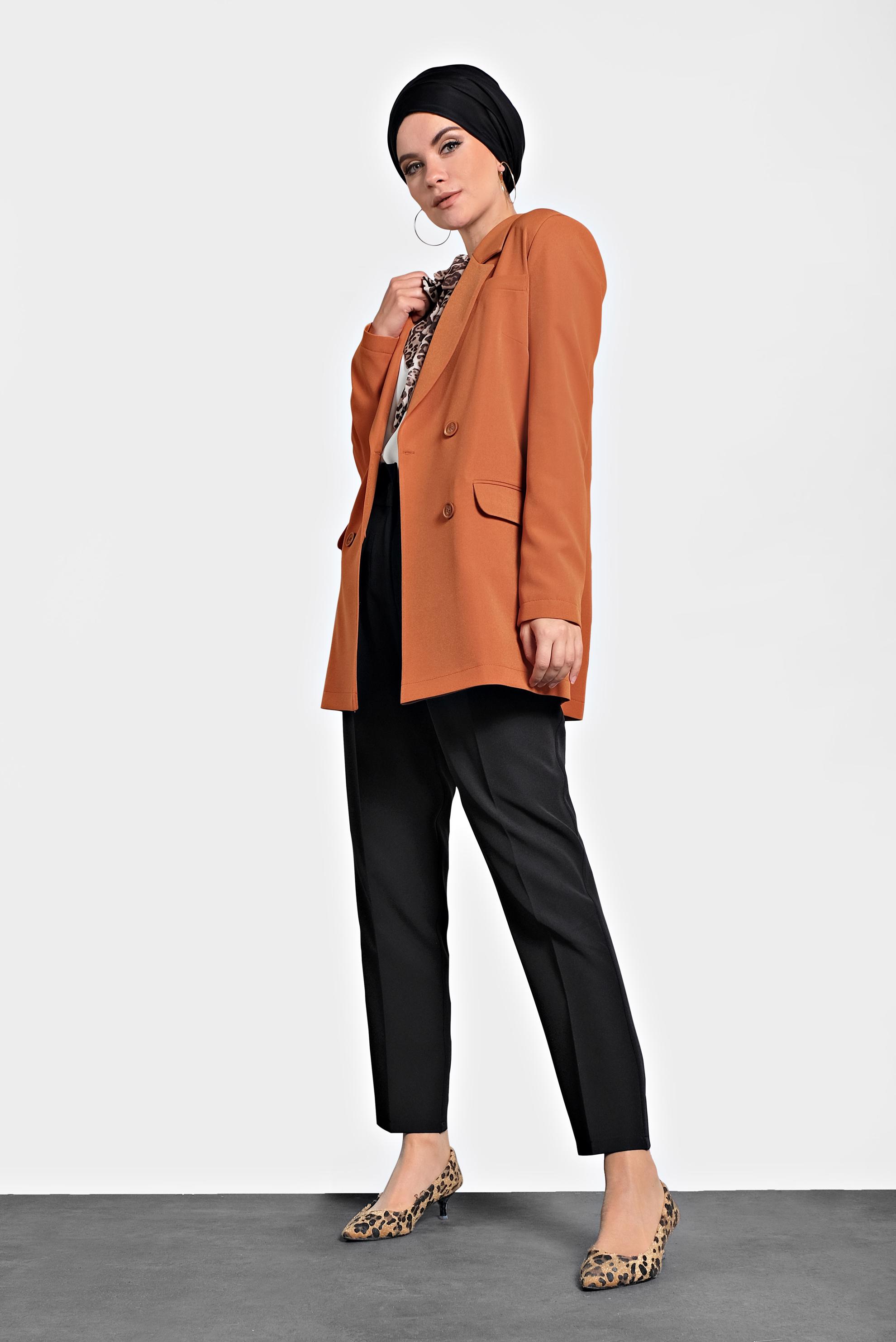 Tesettür giyim TURUNCU KRUVAZE YAKA KLASİK CEKET 40129