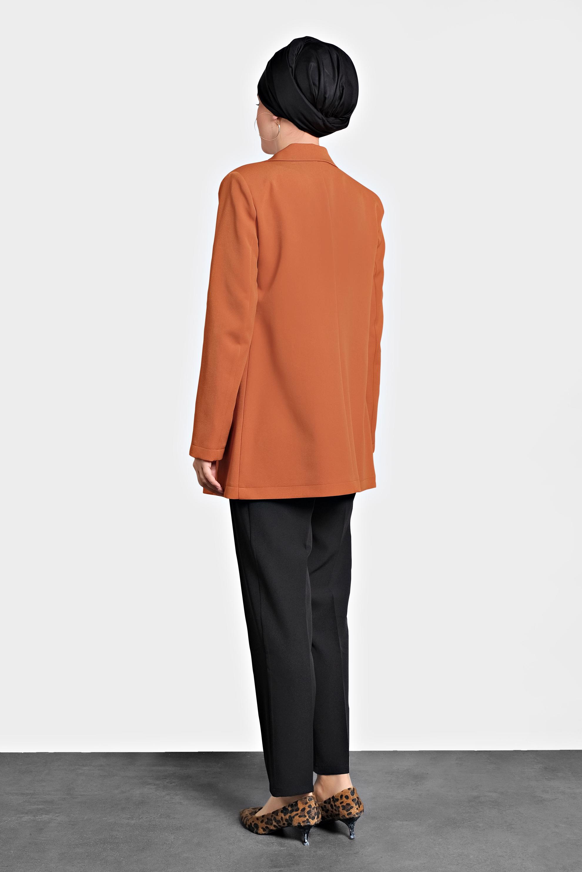 Tesettür giyim TURUNCU KRUVAZE YAKA KLASİK CEKET 40129