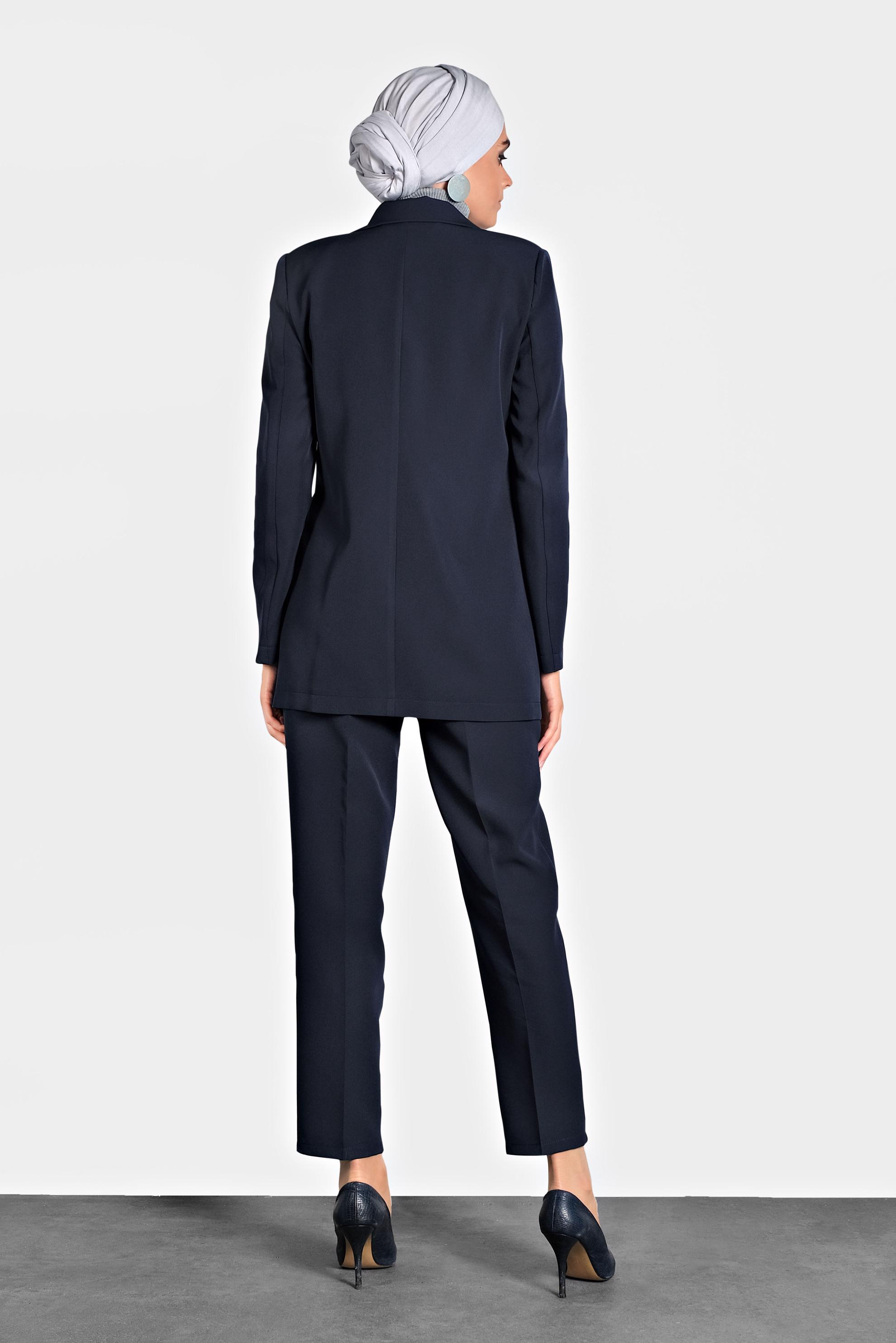 Tesettür giyim LACİVERT KRUVAZE YAKA KLASİK CEKET 40129