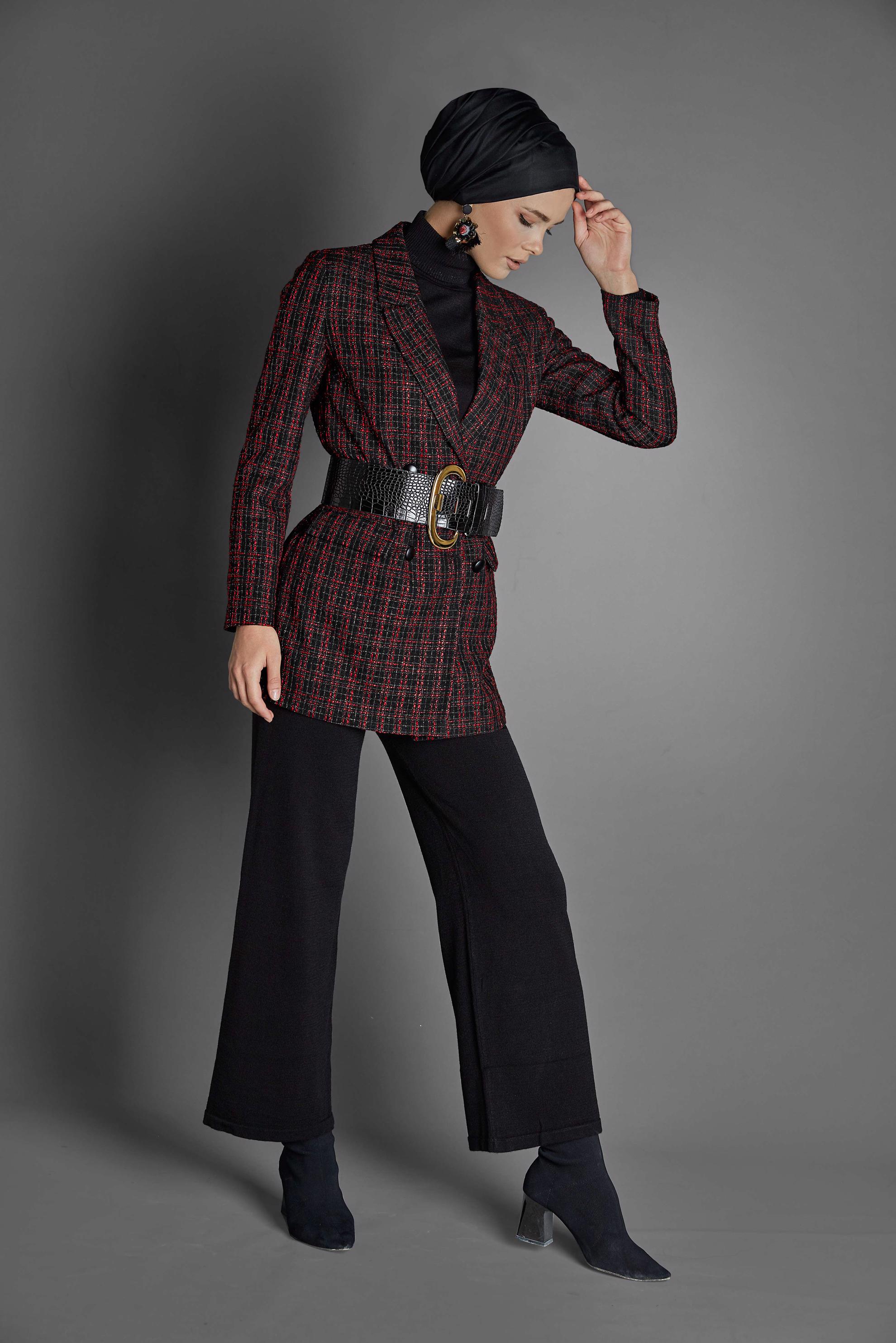 Tesettür giyim SİYAH DÜĞMELİ TÜVİT CEKET 40220 