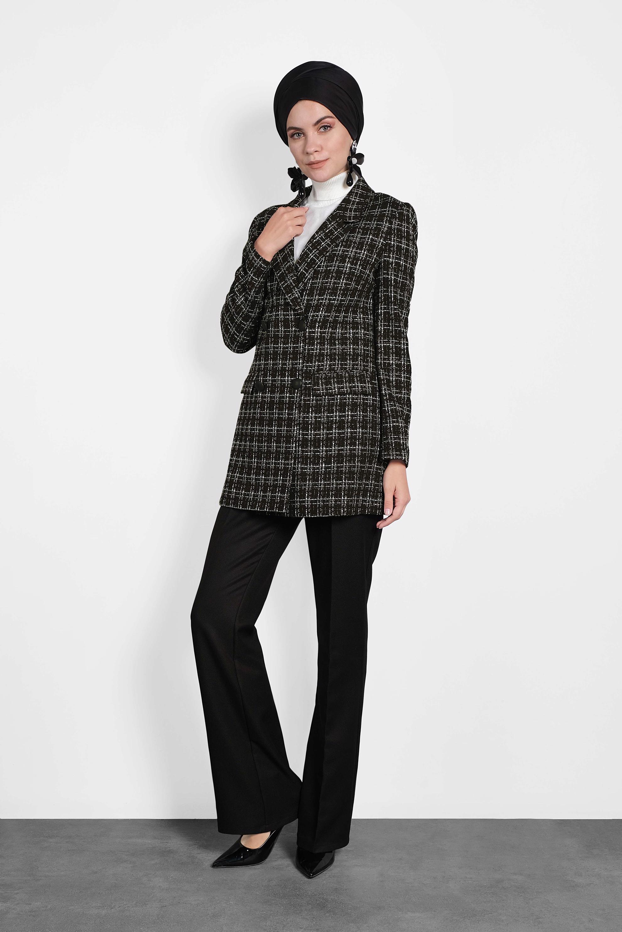 Tesettür giyim SİYAH DÜĞMELİ TÜVİT CEKET 40220 