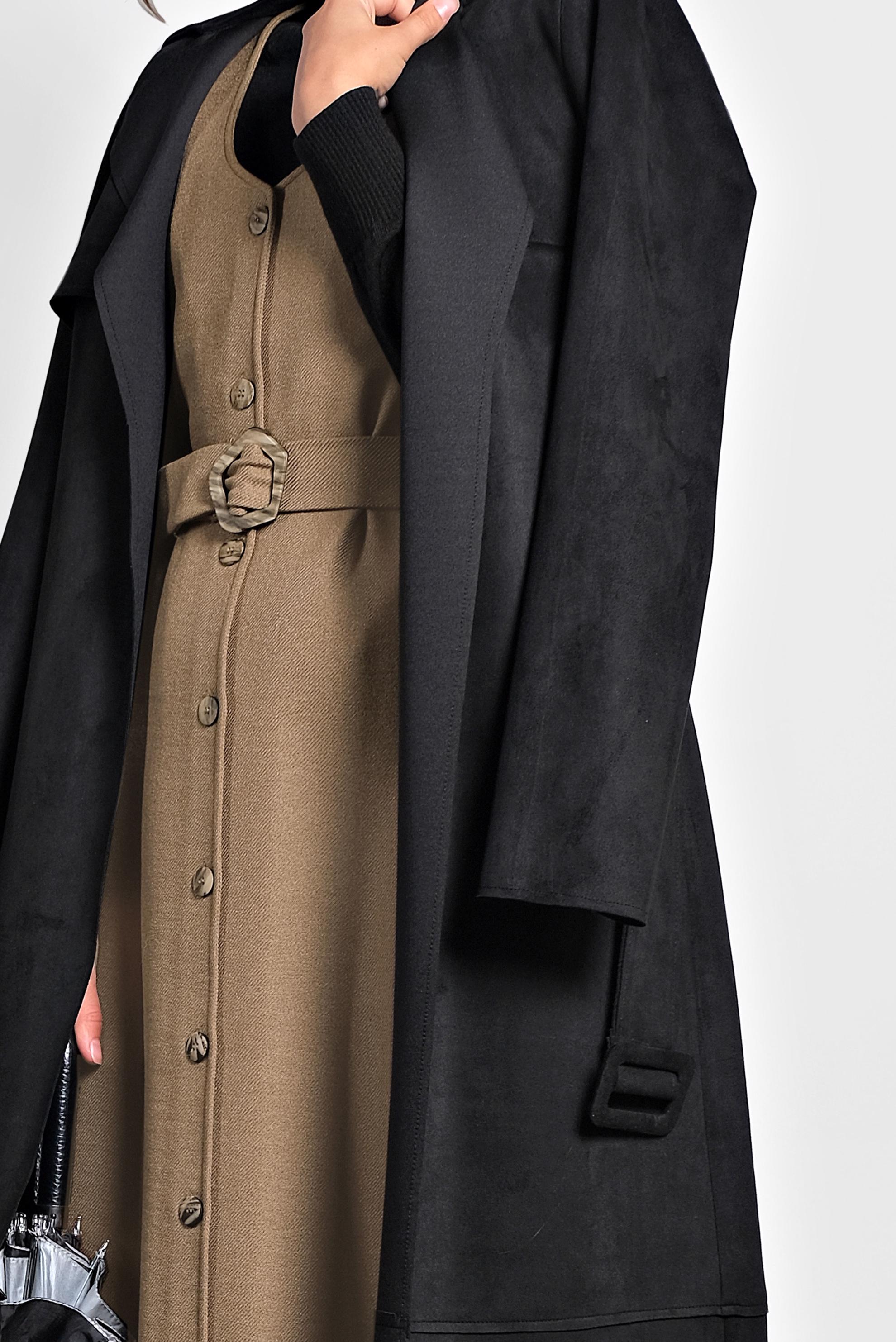 Hijab clothing BLACK BELTED SUEDE JACKET 40240