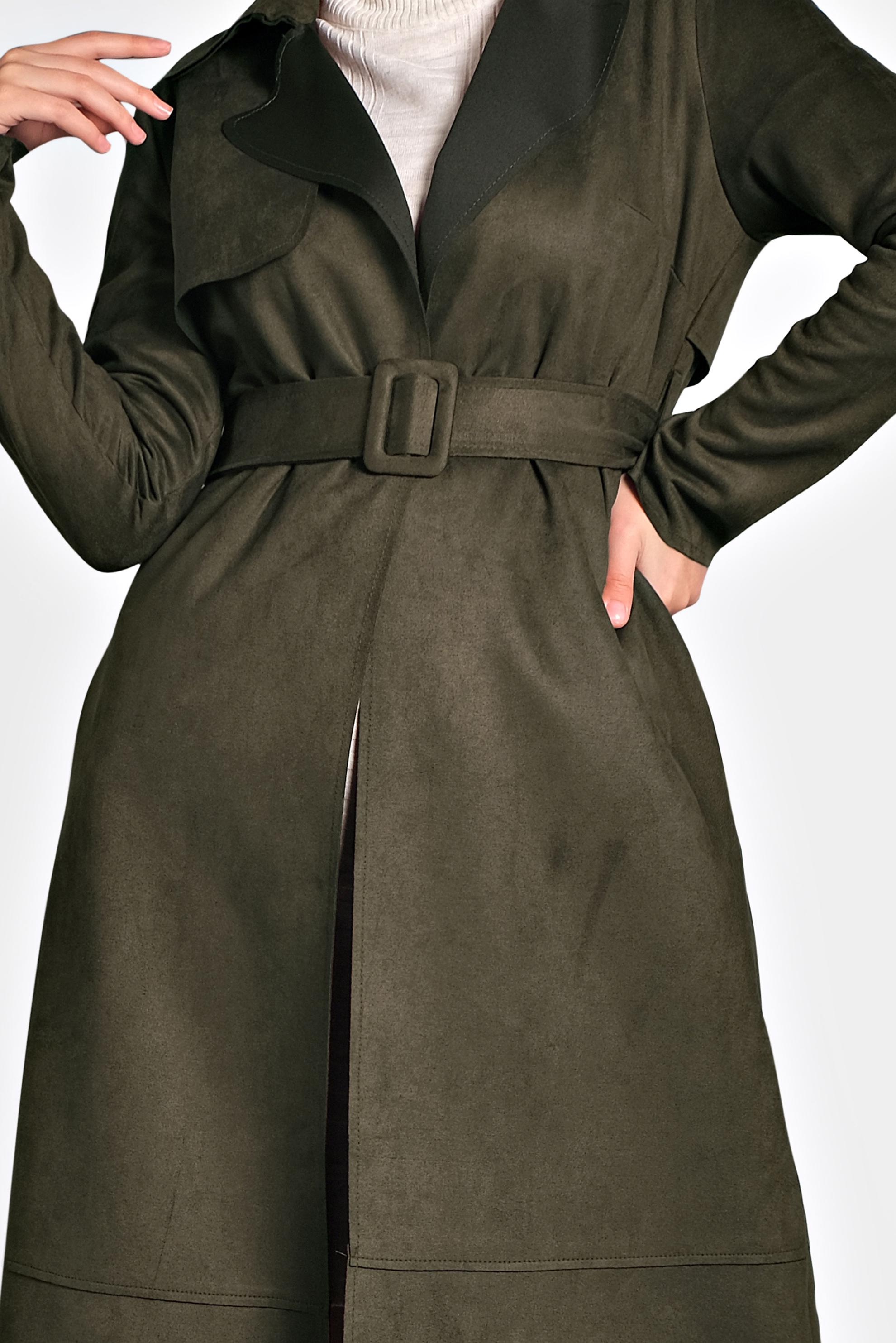 Hijab clothing KHAKI BELTED SUEDE JACKET 40240