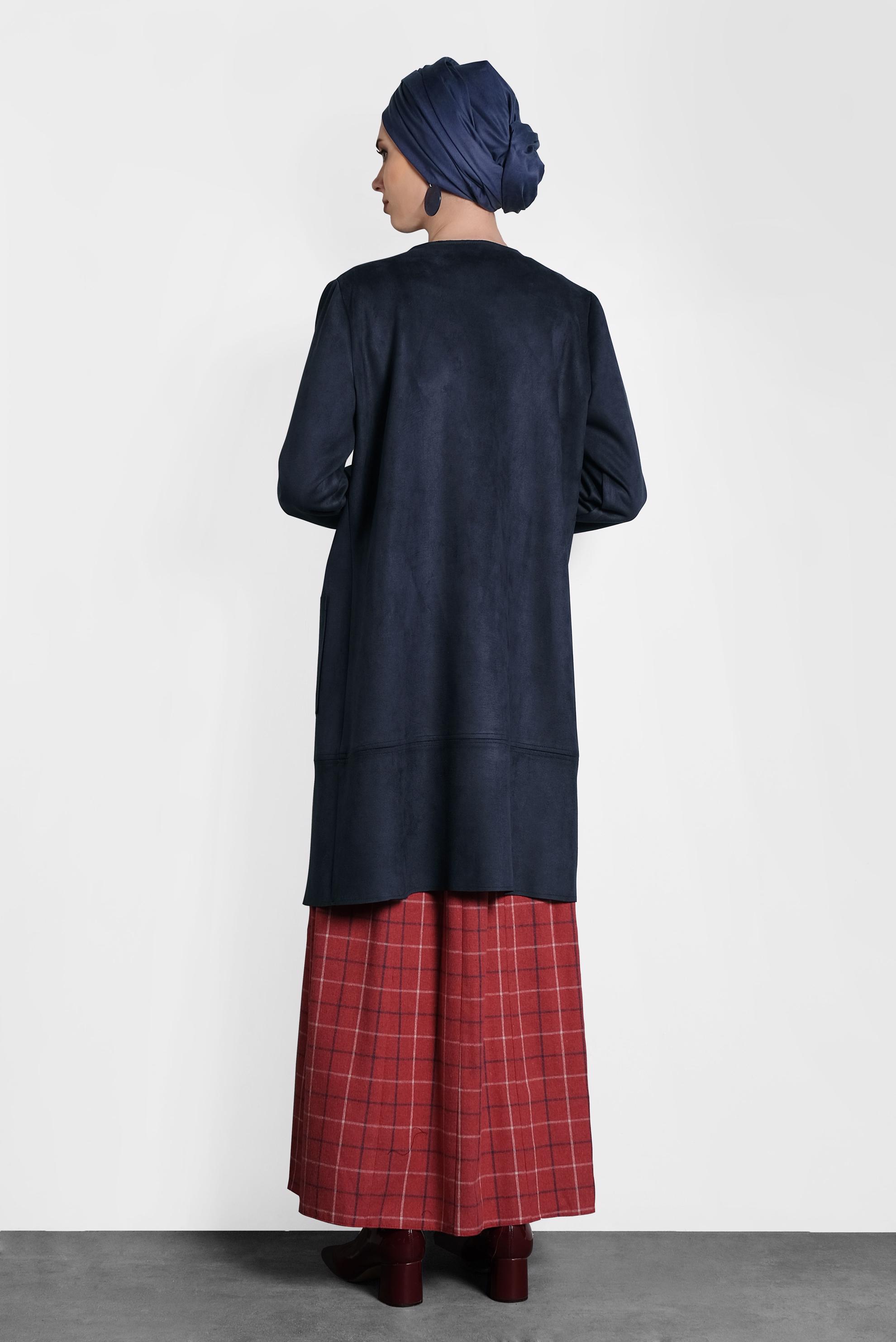 Tesettür giyim LACİVERT CEPLİ FERMUARLI SÜET CEKET 40243 