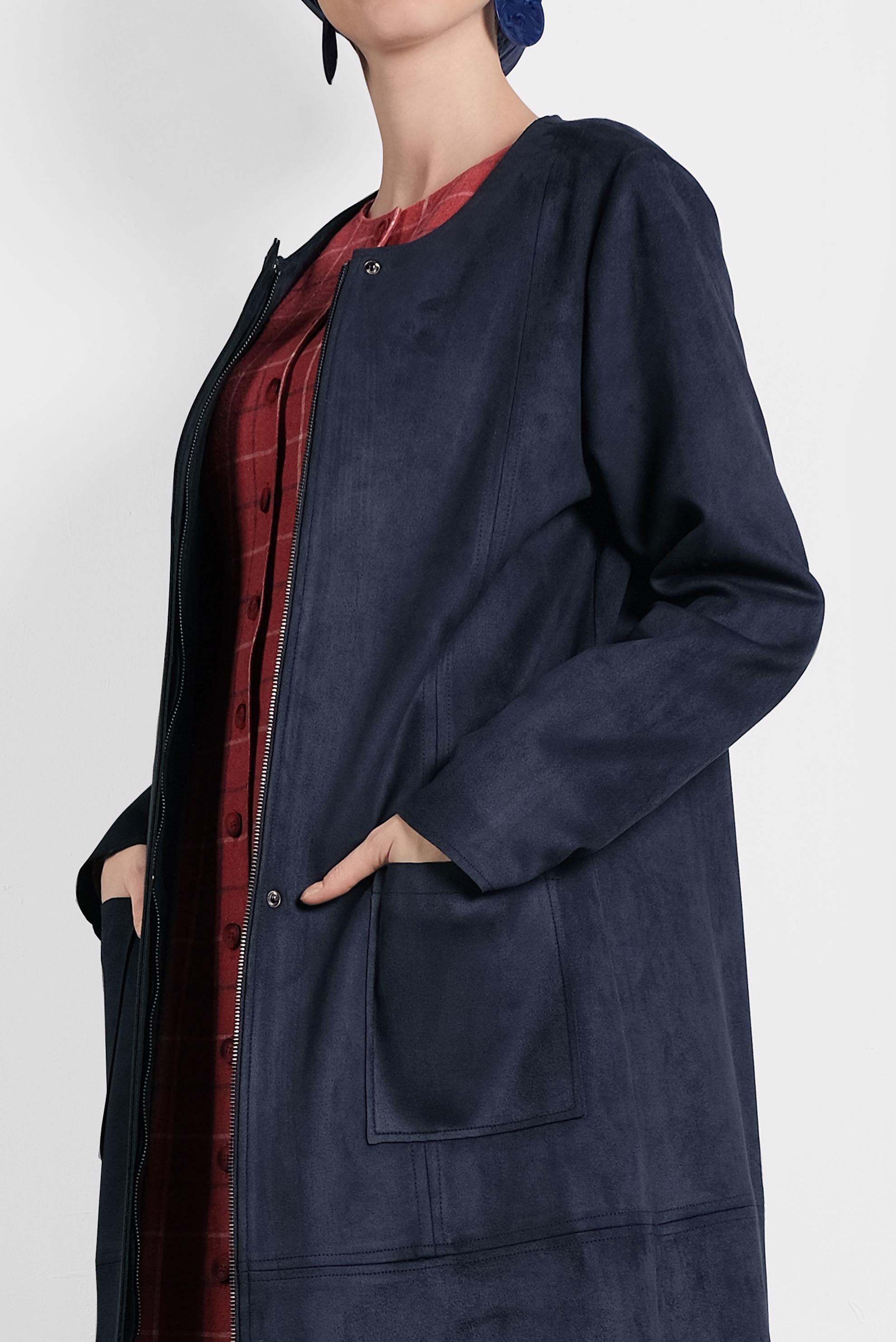 Tesettür giyim LACİVERT CEPLİ FERMUARLI SÜET CEKET 40243 