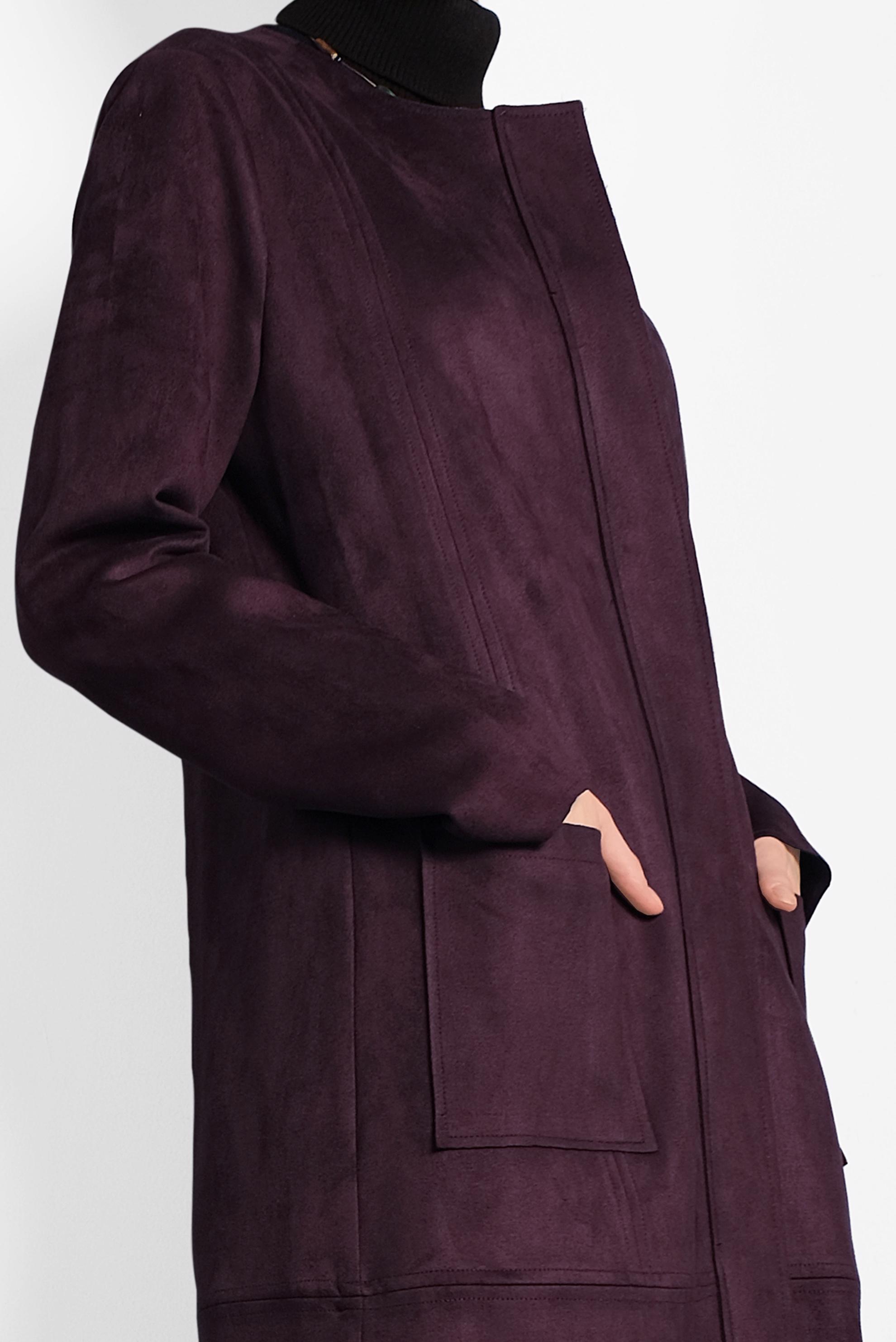 Tesettür giyim BORDO CEPLİ FERMUARLI SÜET CEKET 40243 