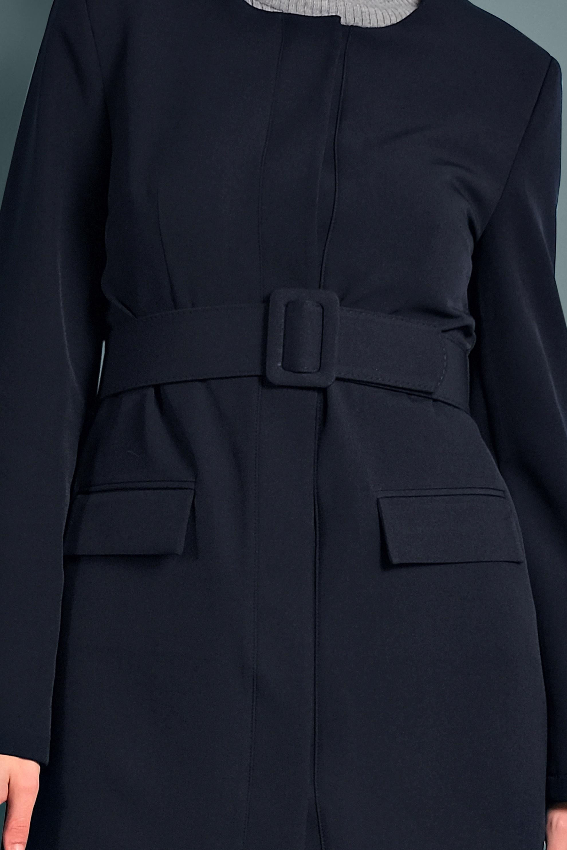 Tesettür giyim LACİVERT KEMERLİ KLASİK CEKET 40248 