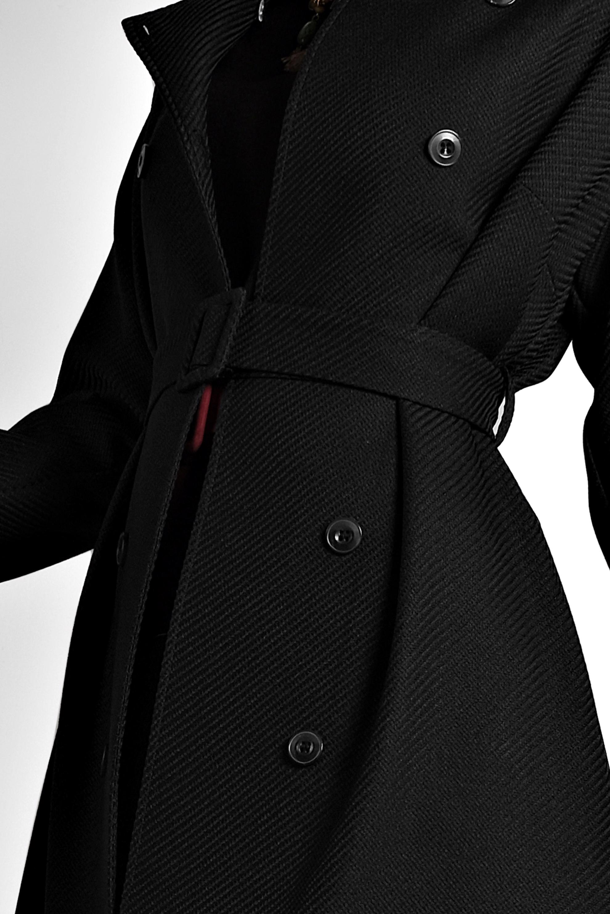 Tesettür giyim SİYAH KEMERLİ BİSİKLET YAKA CEKET 40265 