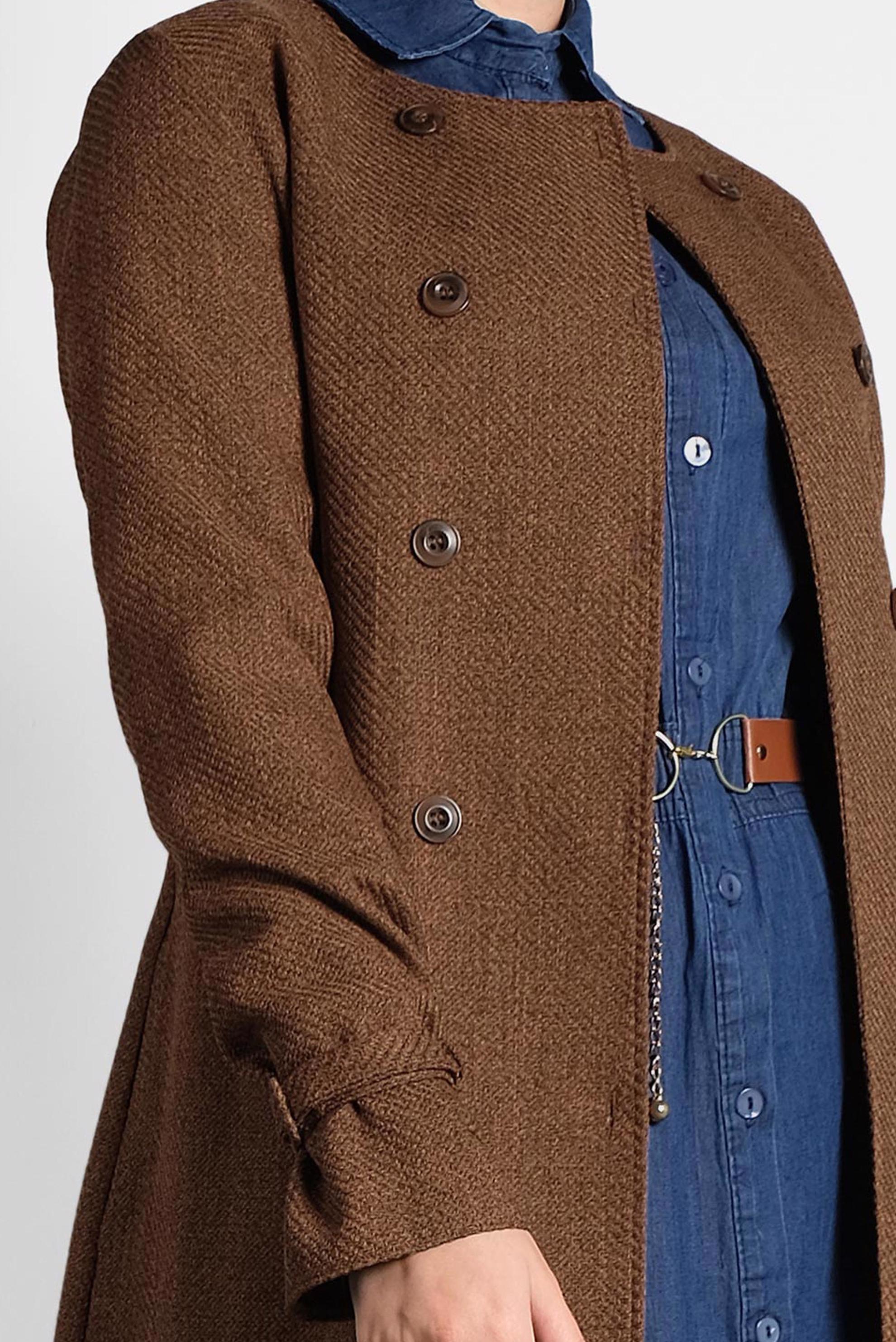 Tesettür giyim TABA KEMERLİ BİSİKLET YAKA CEKET 40265 