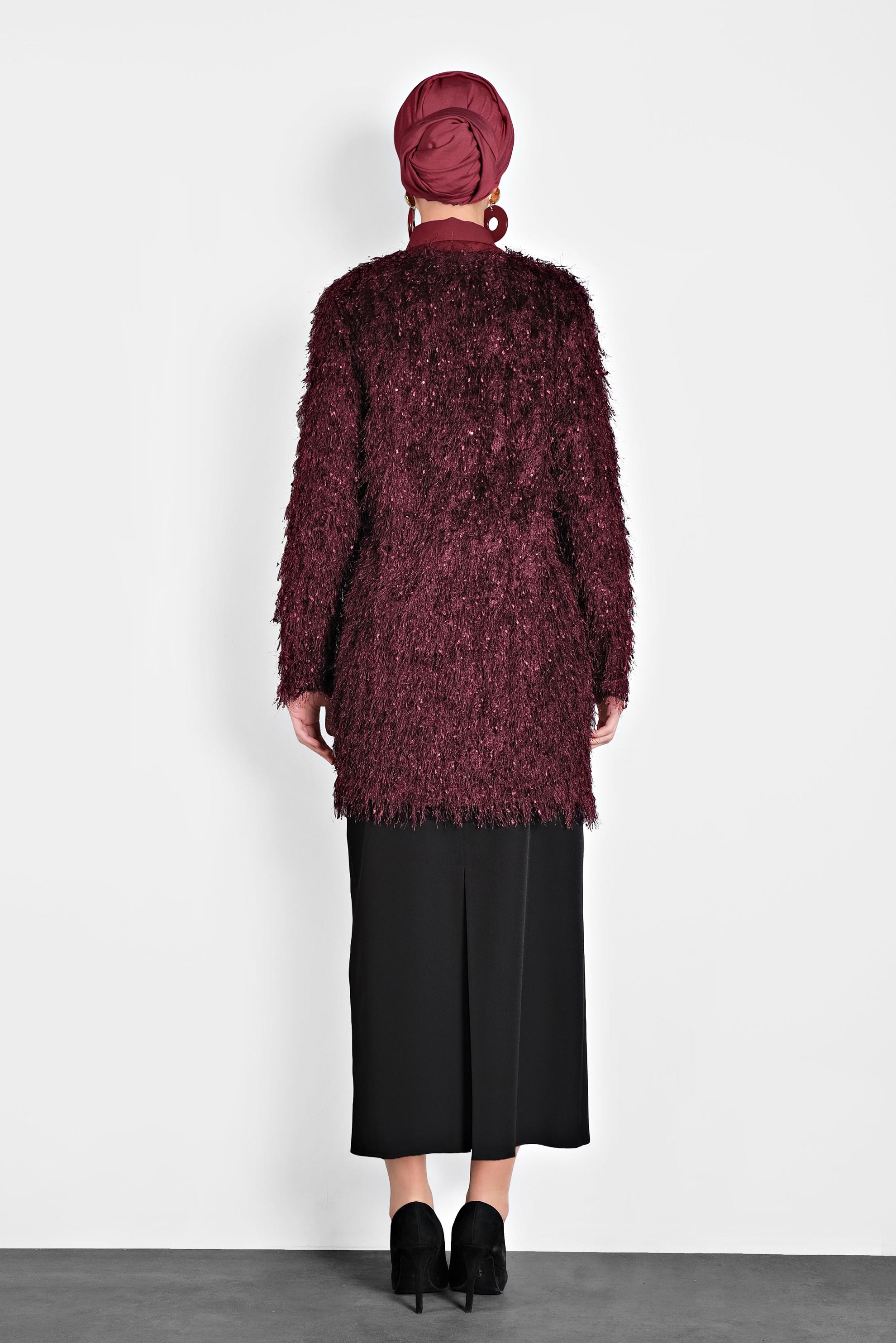 Tesettür giyim MÜRDÜM SAÇAKLI CEKET 40305