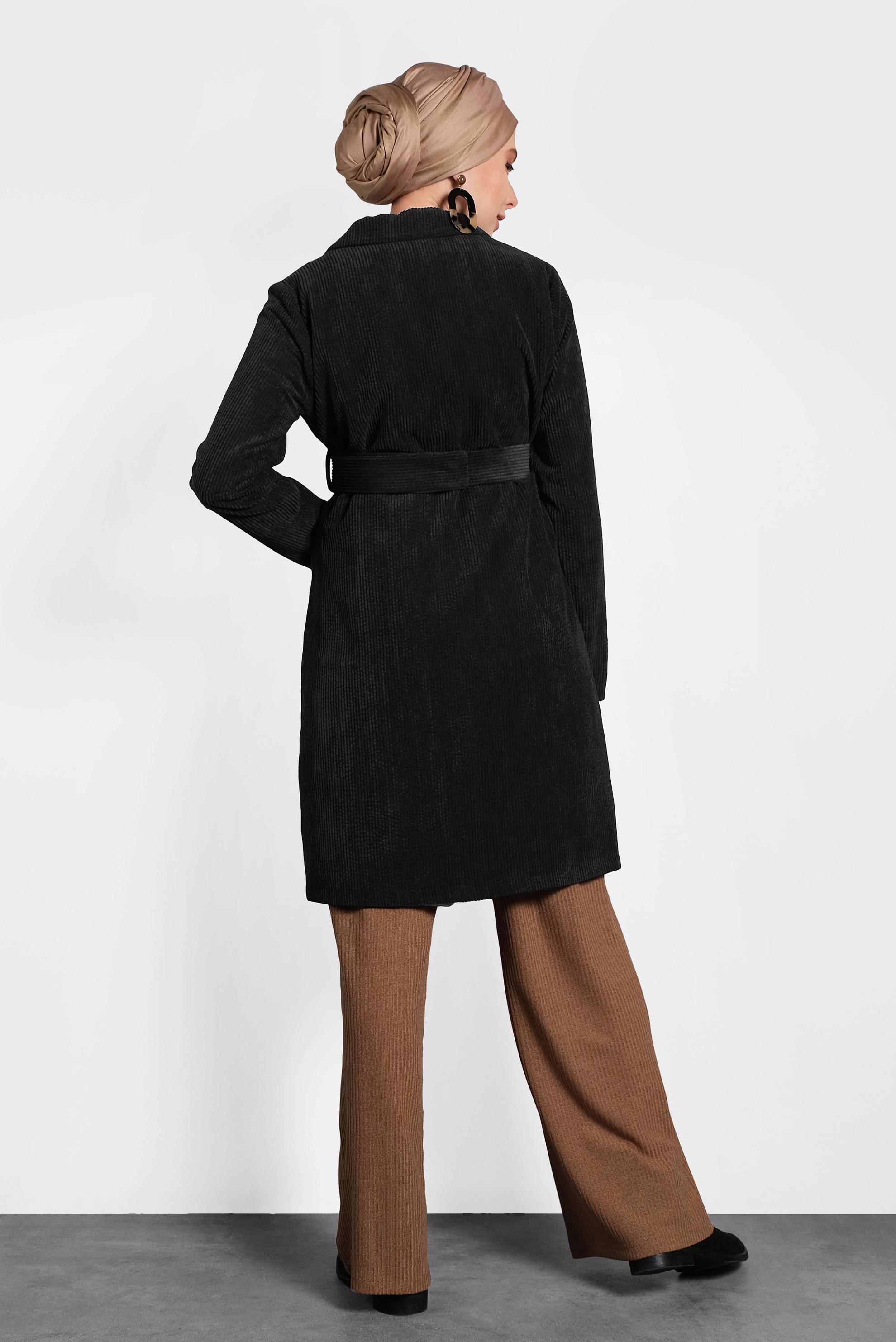 Tesettür giyim SİYAH KADİFE CEKET 40351